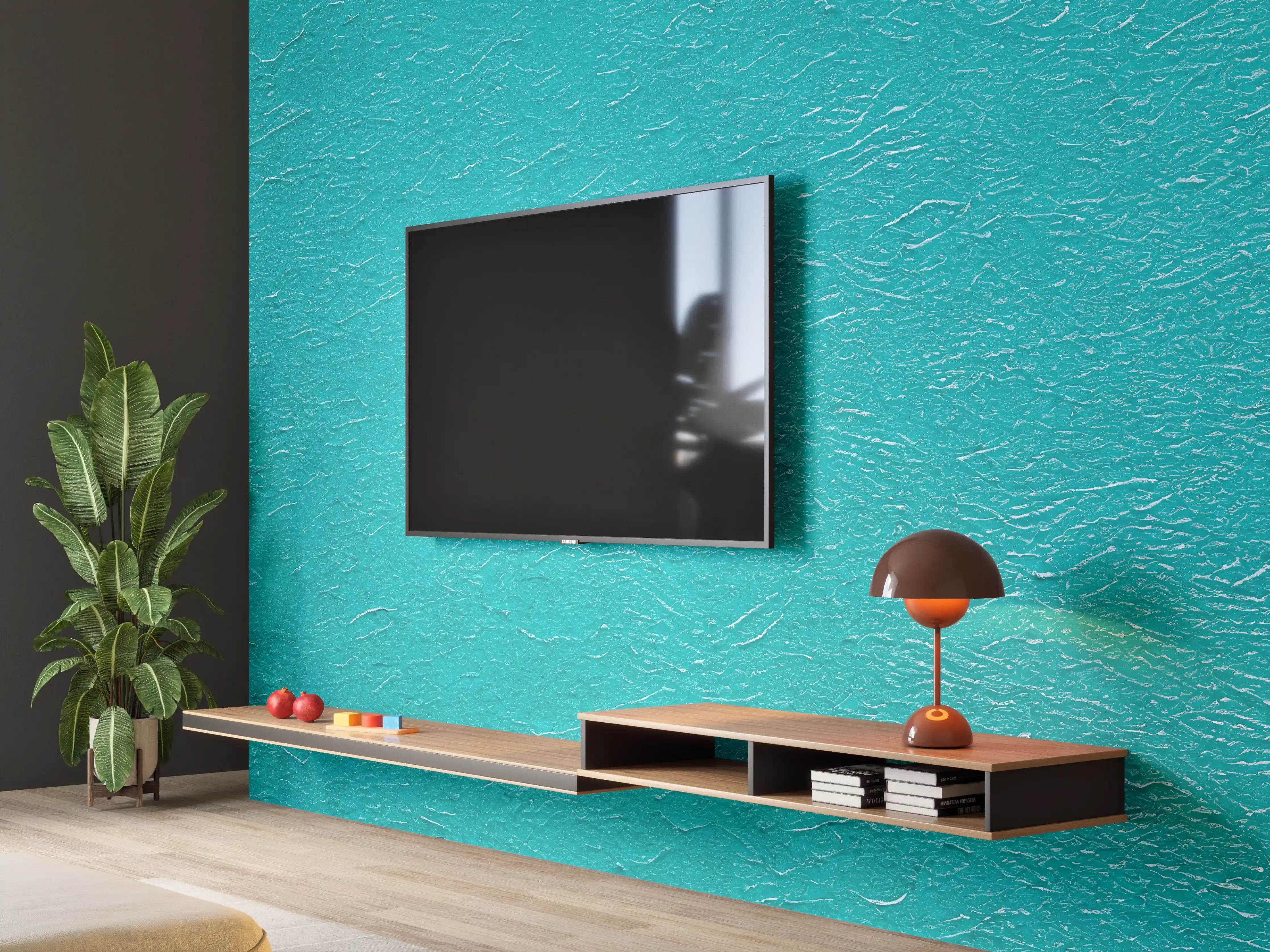 Wandverkleidung Wohnzimmer - Hellblaue Wand Struktur