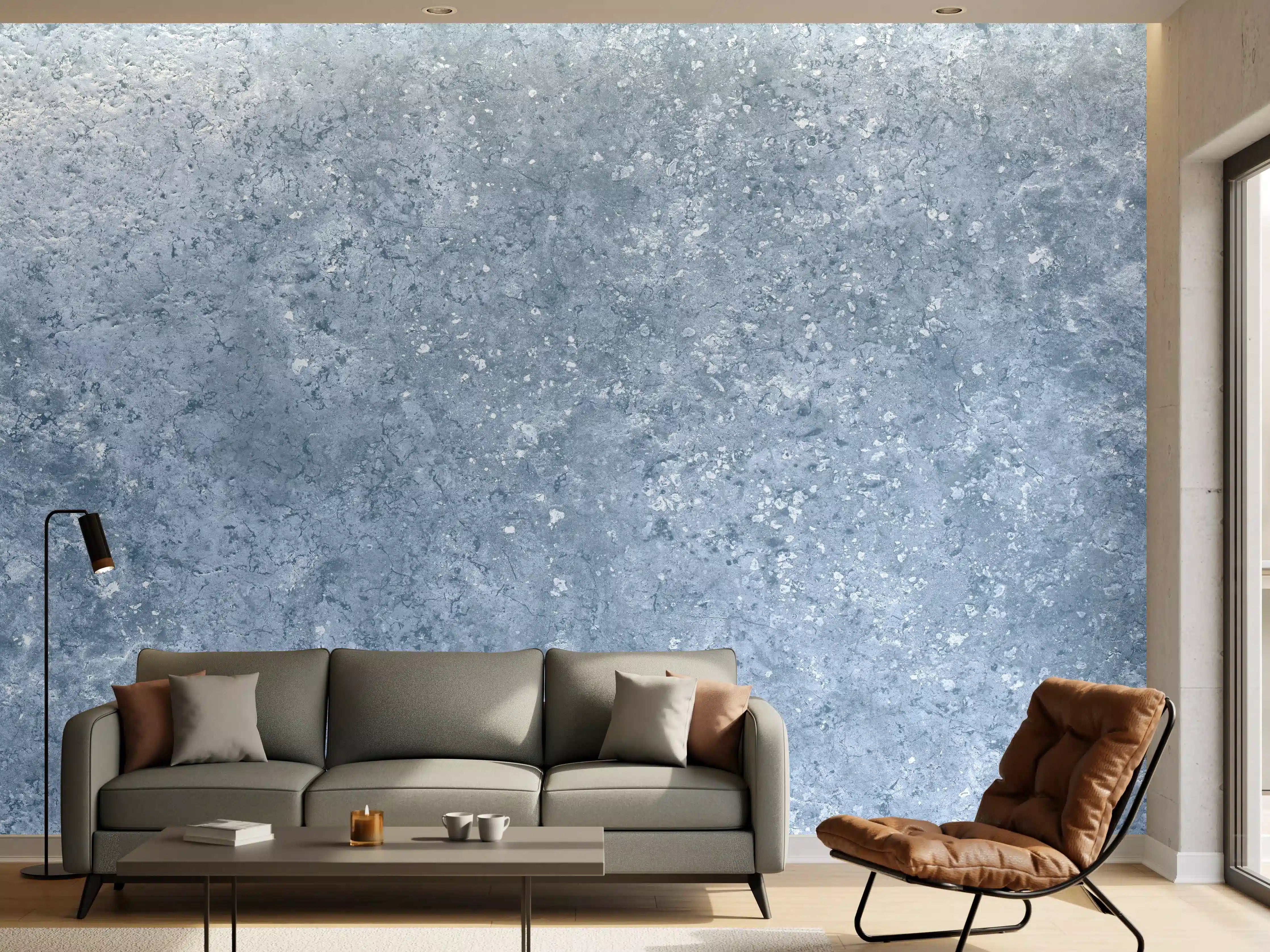 Wandverkleidung Wohnzimmer - Hellblaue getünchte Wandtextur