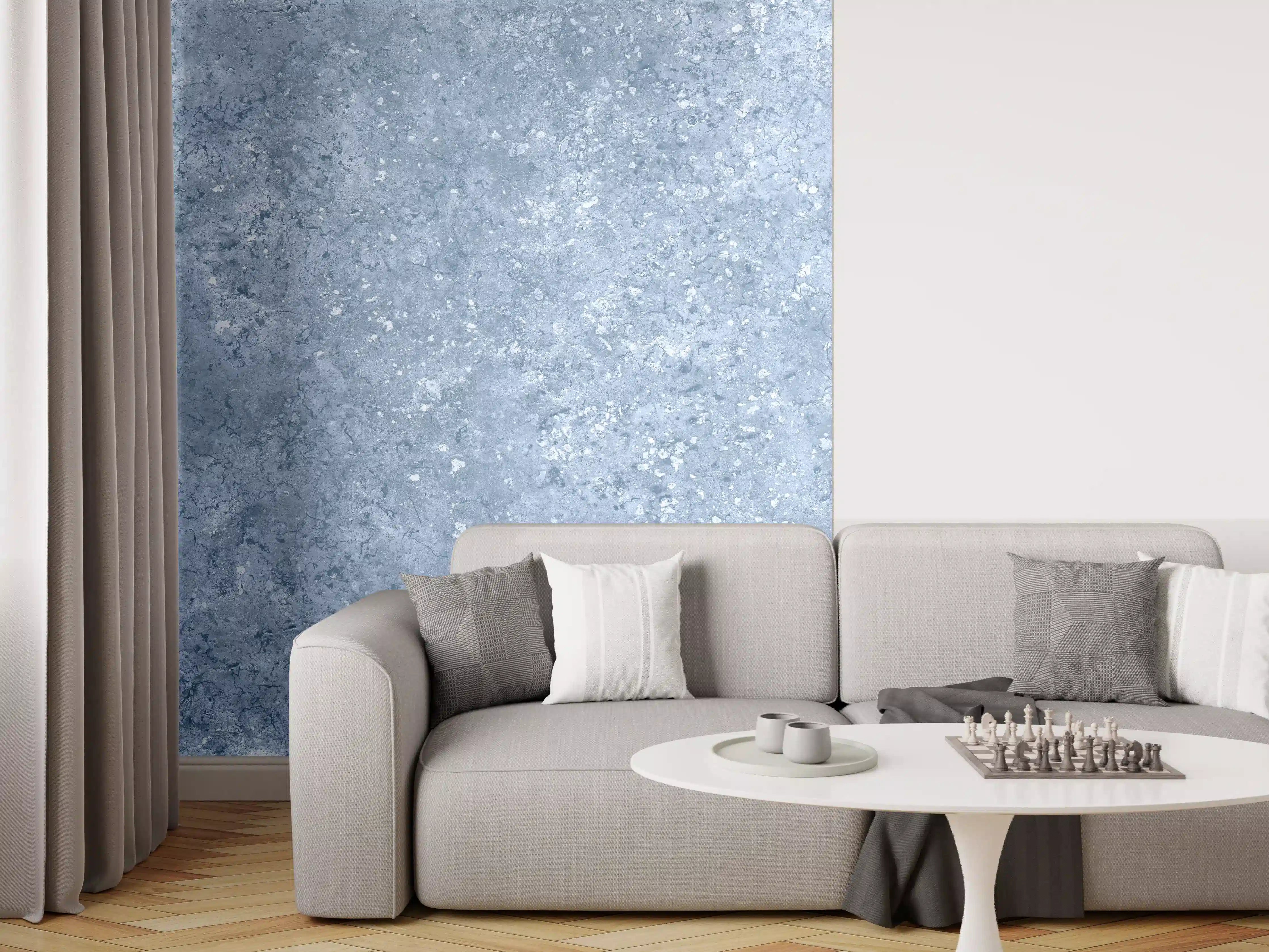 Wandverkleidung Wohnzimmer - Hellblaue getünchte Wandtextur