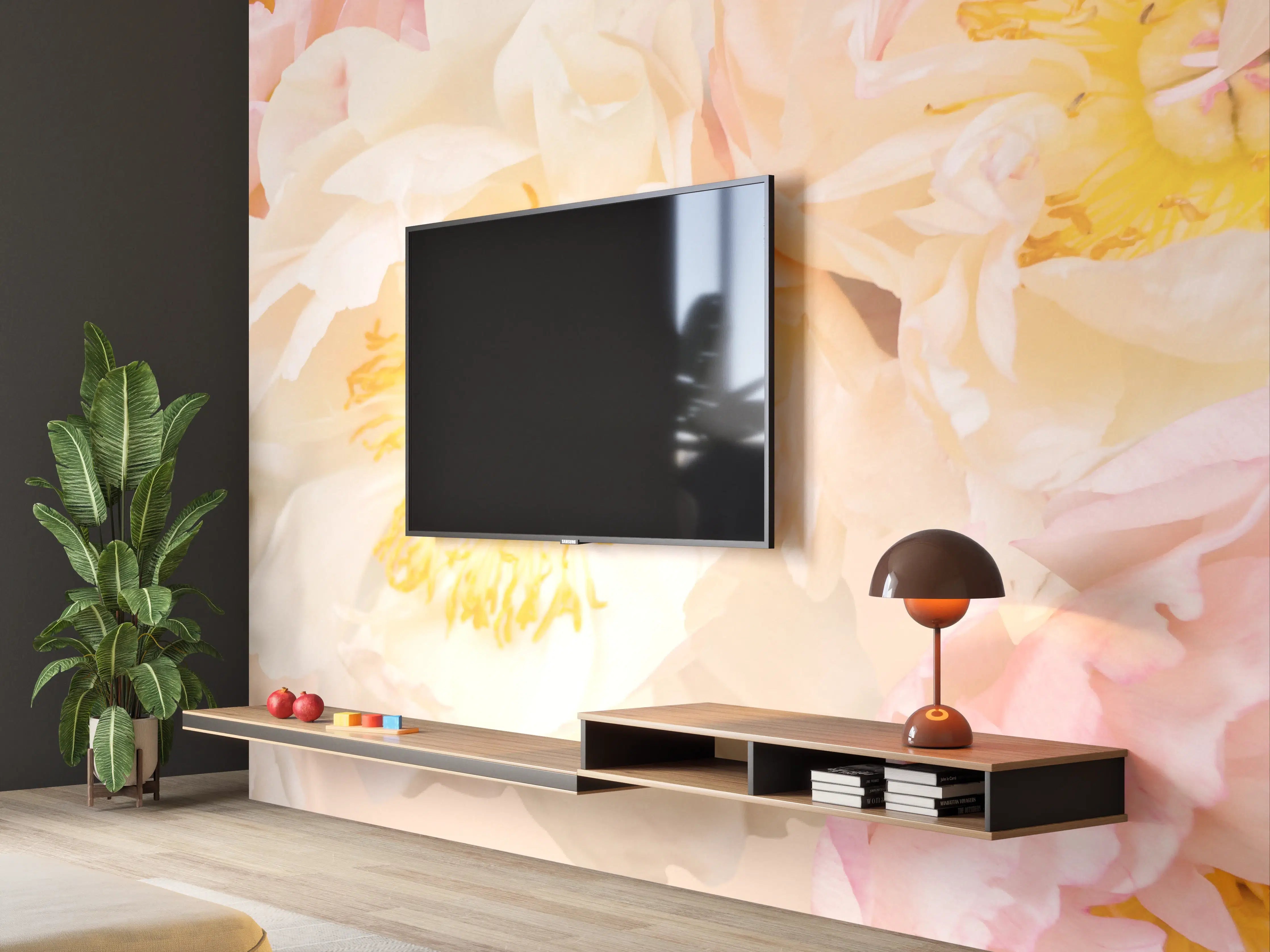 Wandverkleidung Wohnzimmer - Helle Blumenpracht in sanften Pastelltönen