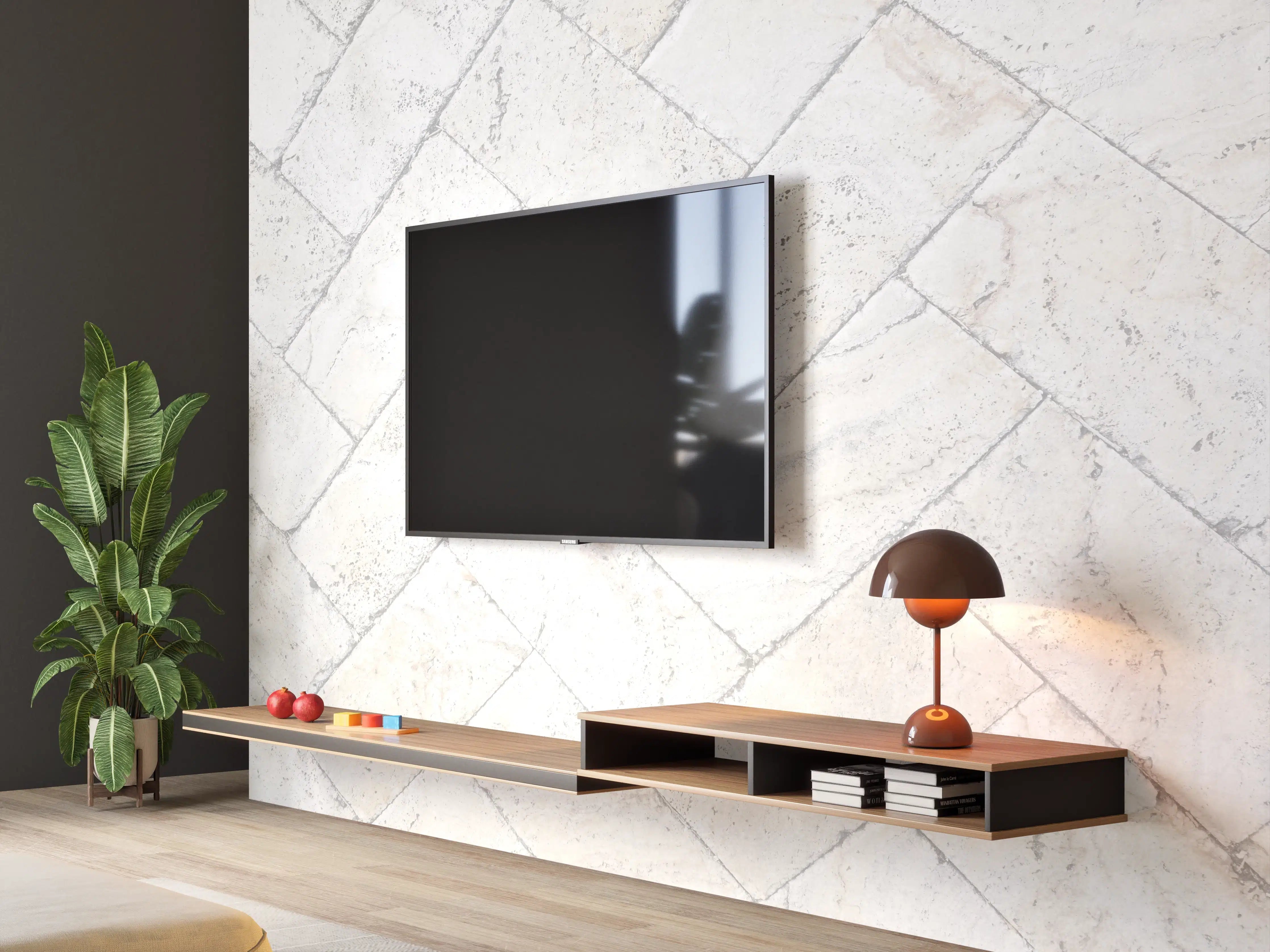 Wandverkleidung Wohnzimmer - Helle Fliesen im Zickzack-Design