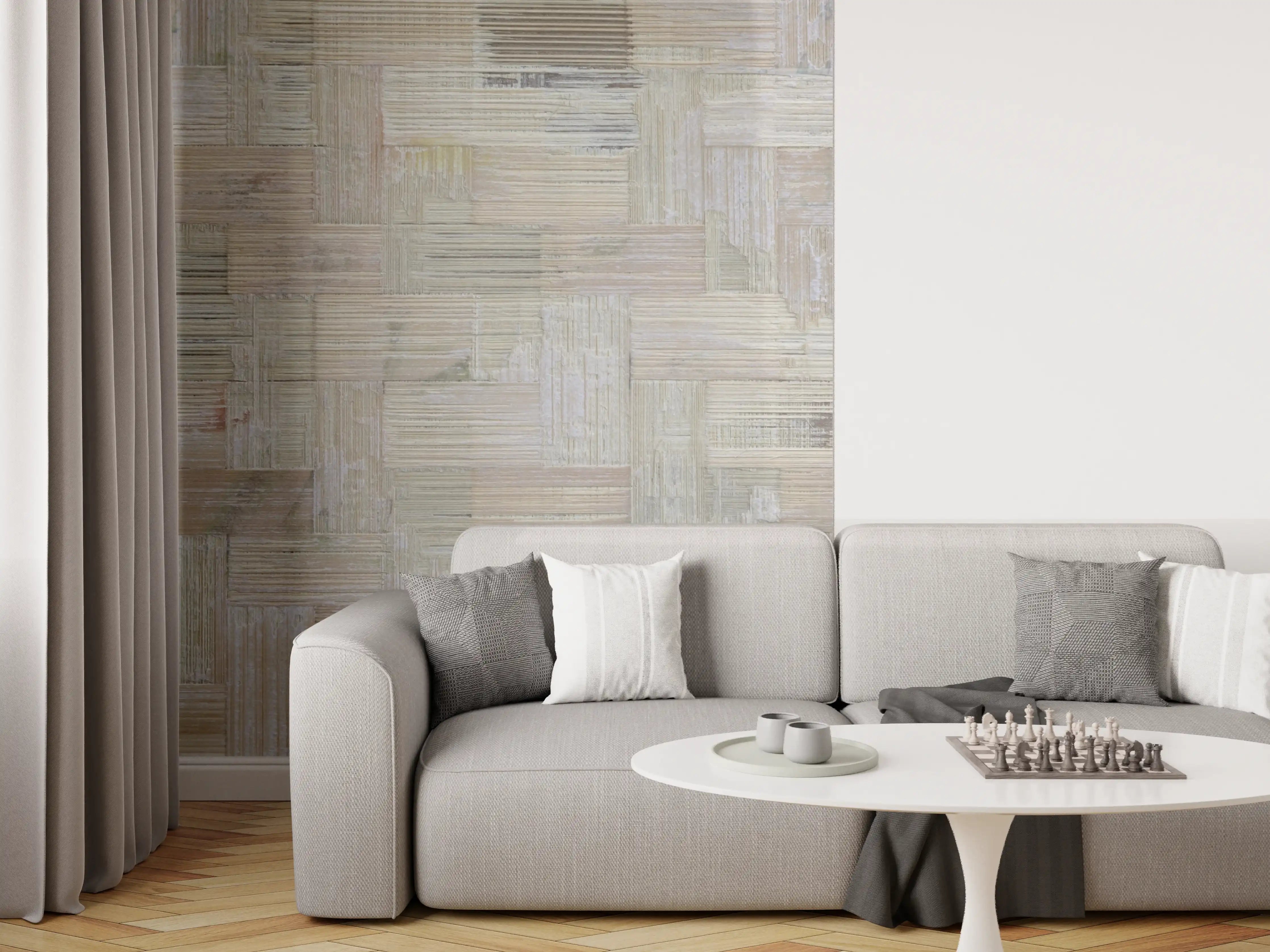 Wandverkleidung Wohnzimmer - Helle Holzoptik Wandgestaltung