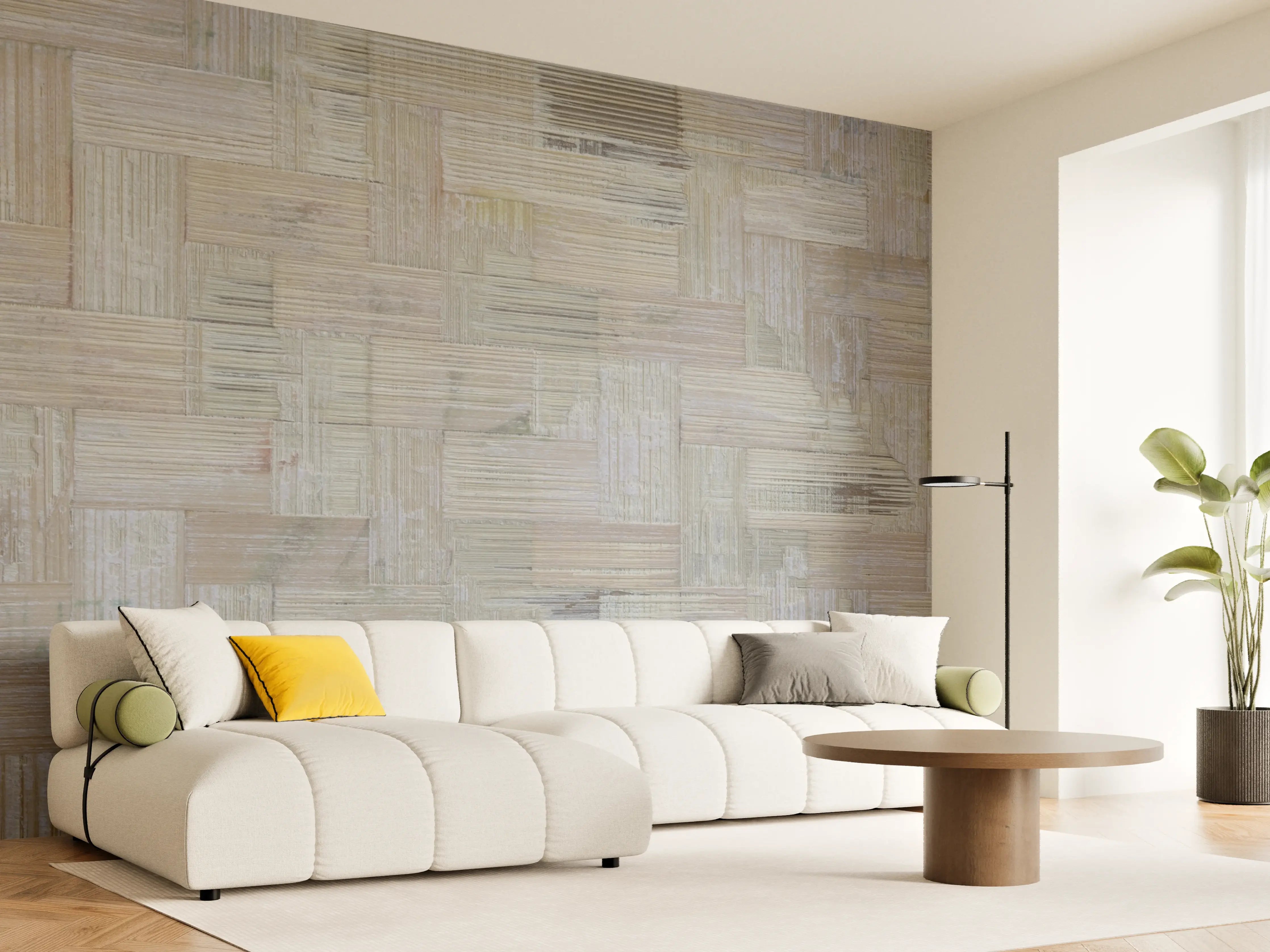 Wandverkleidung Wohnzimmer - Helle Holzoptik Wandgestaltung