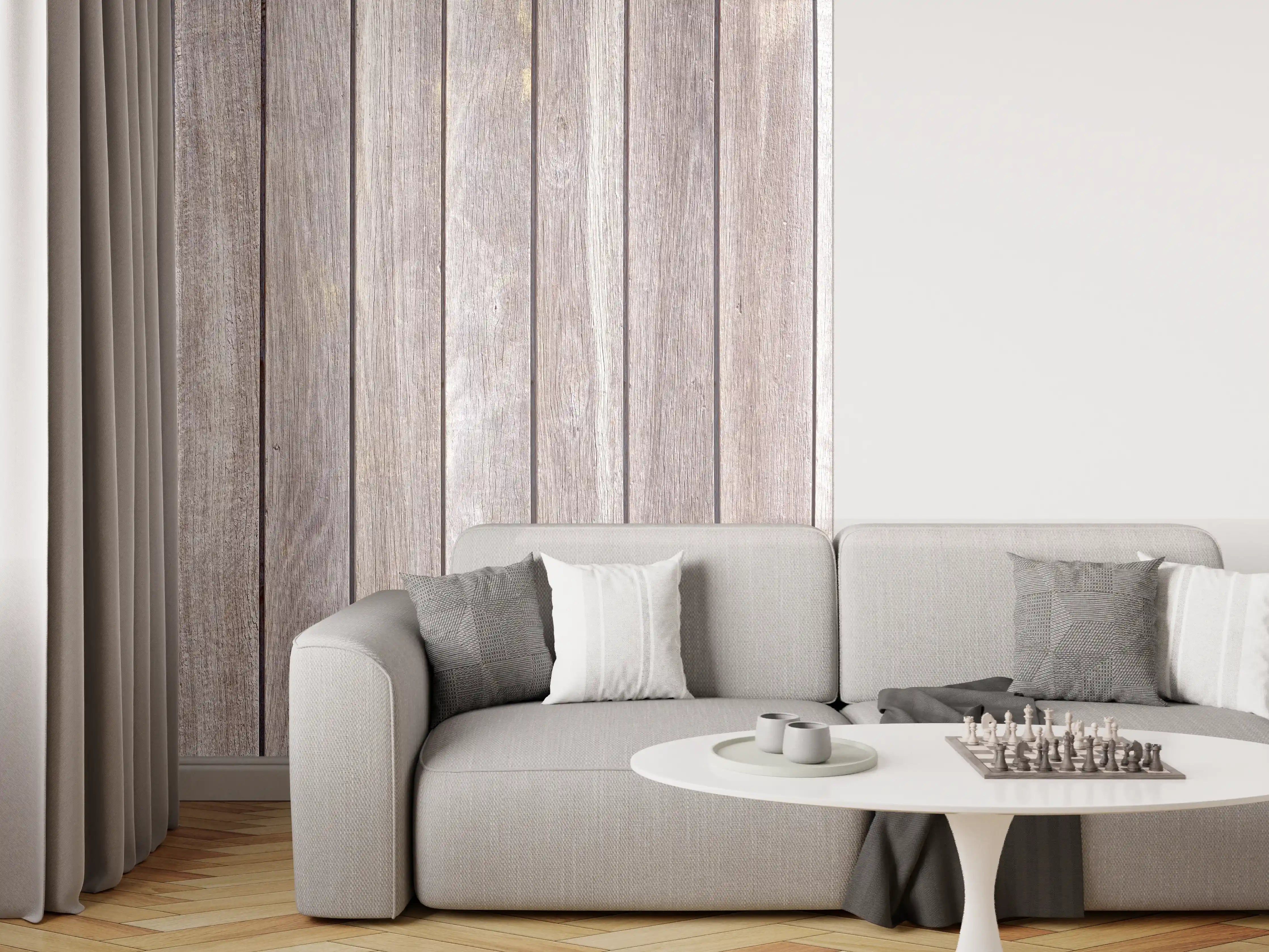 Wandverkleidung Wohnzimmer - Helle Holzvertäfelung für Wandgestaltung