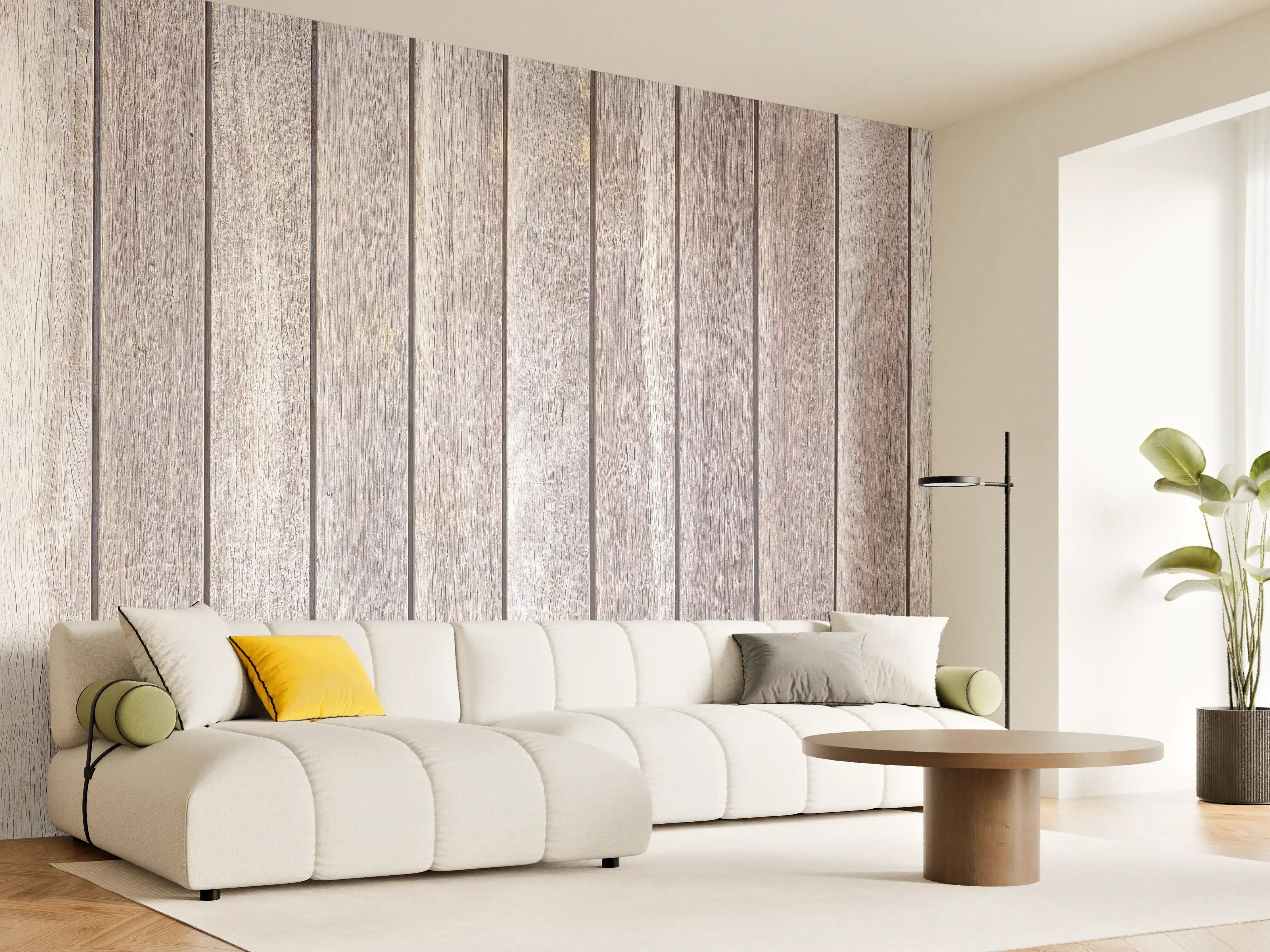 Wandverkleidung Wohnzimmer - Helle Holzvertäfelung für Wandgestaltung