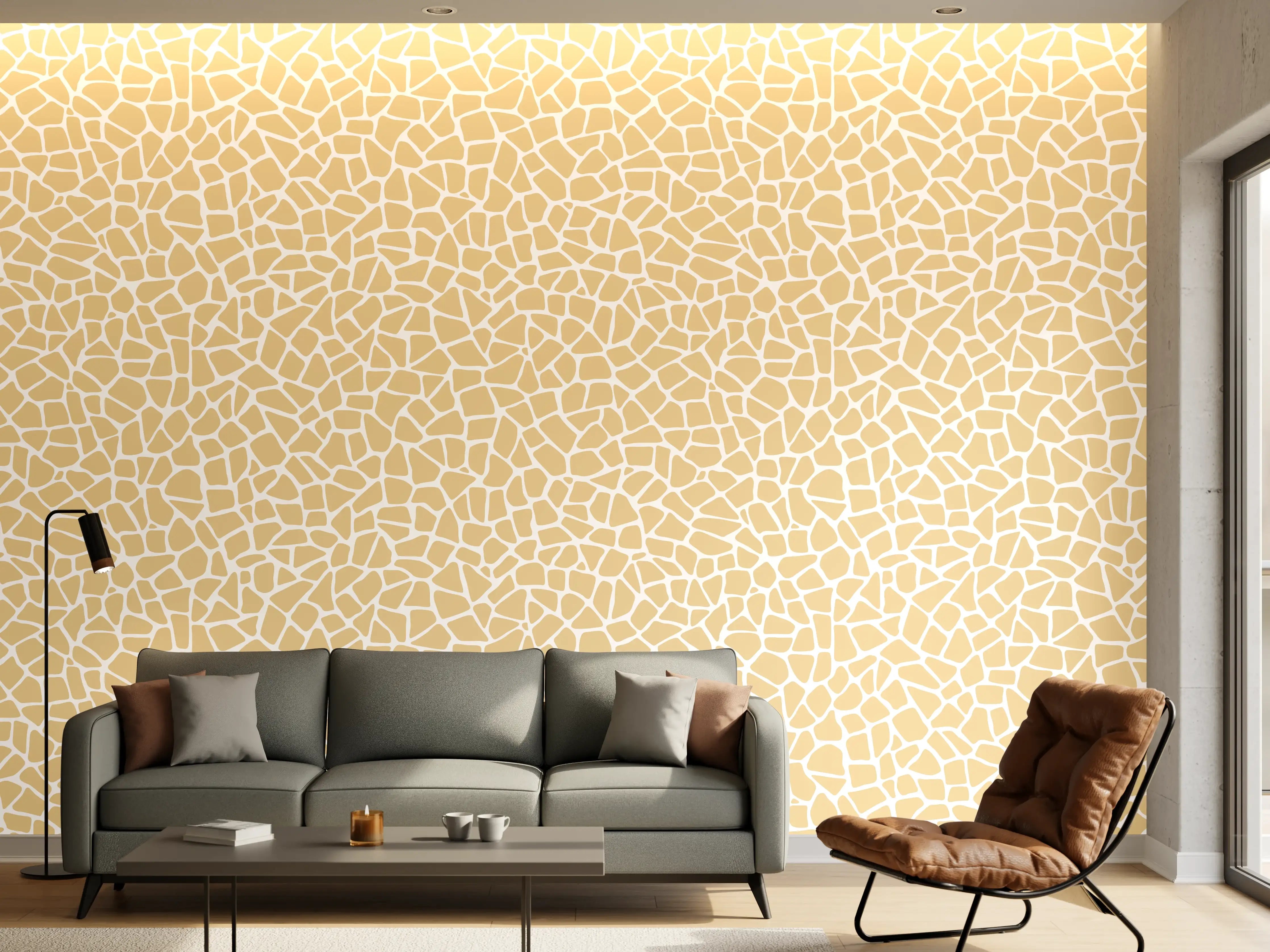 Wandverkleidung Wohnzimmer - Helle, elegante Fliesen mit feiner Mosaik-Struktur