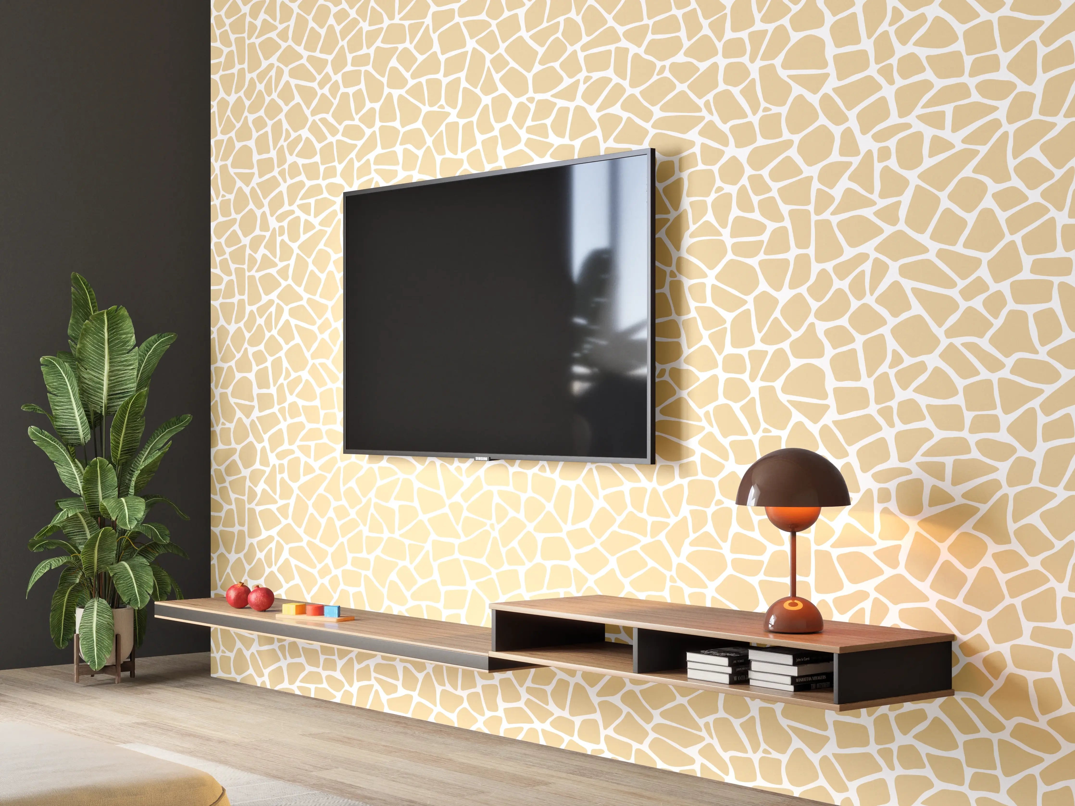 Wandverkleidung Wohnzimmer - Helle, elegante Fliesen mit feiner Mosaik-Struktur