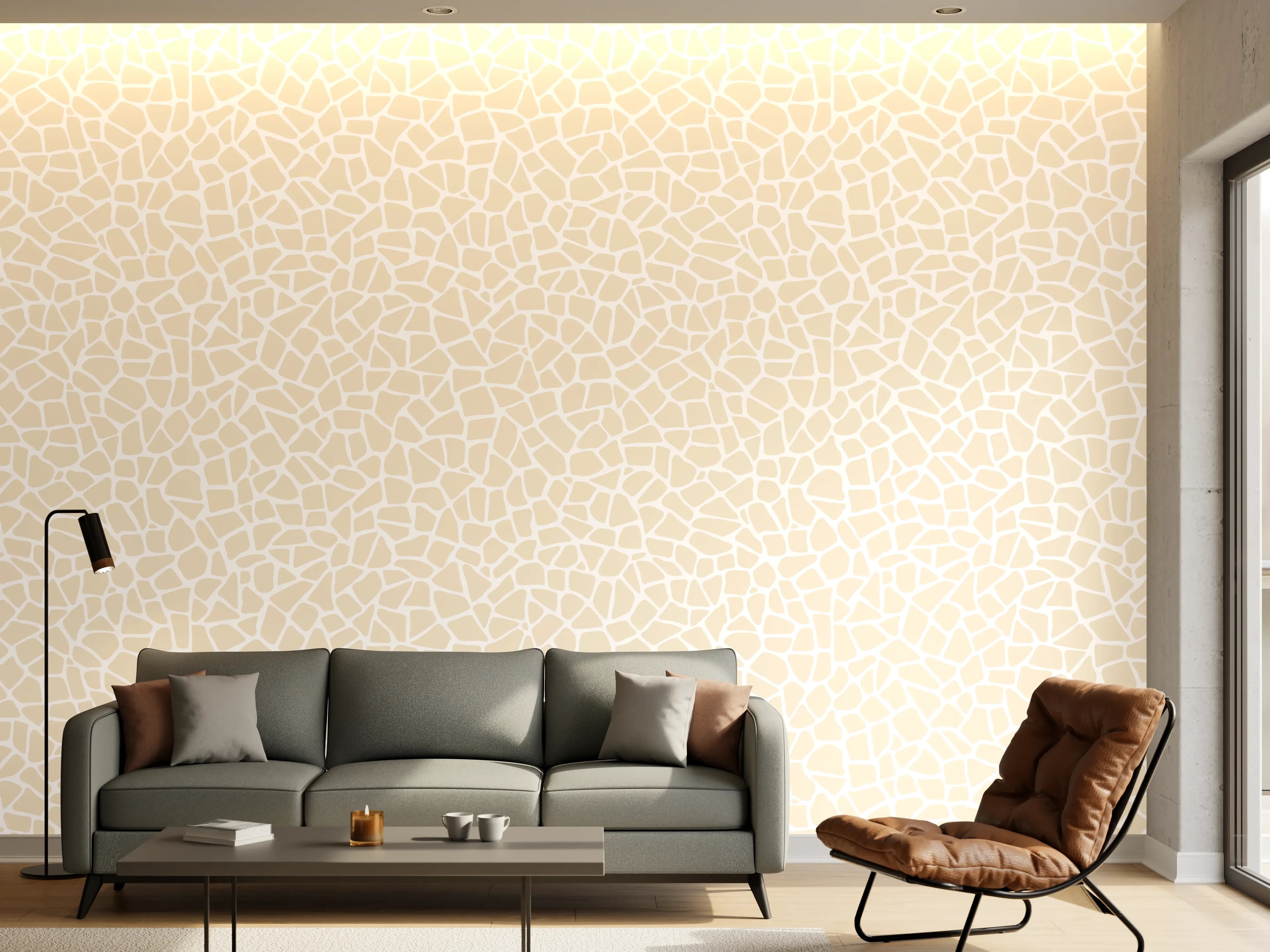 Wandverkleidung Wohnzimmer - Helle, elegante Musterfliese