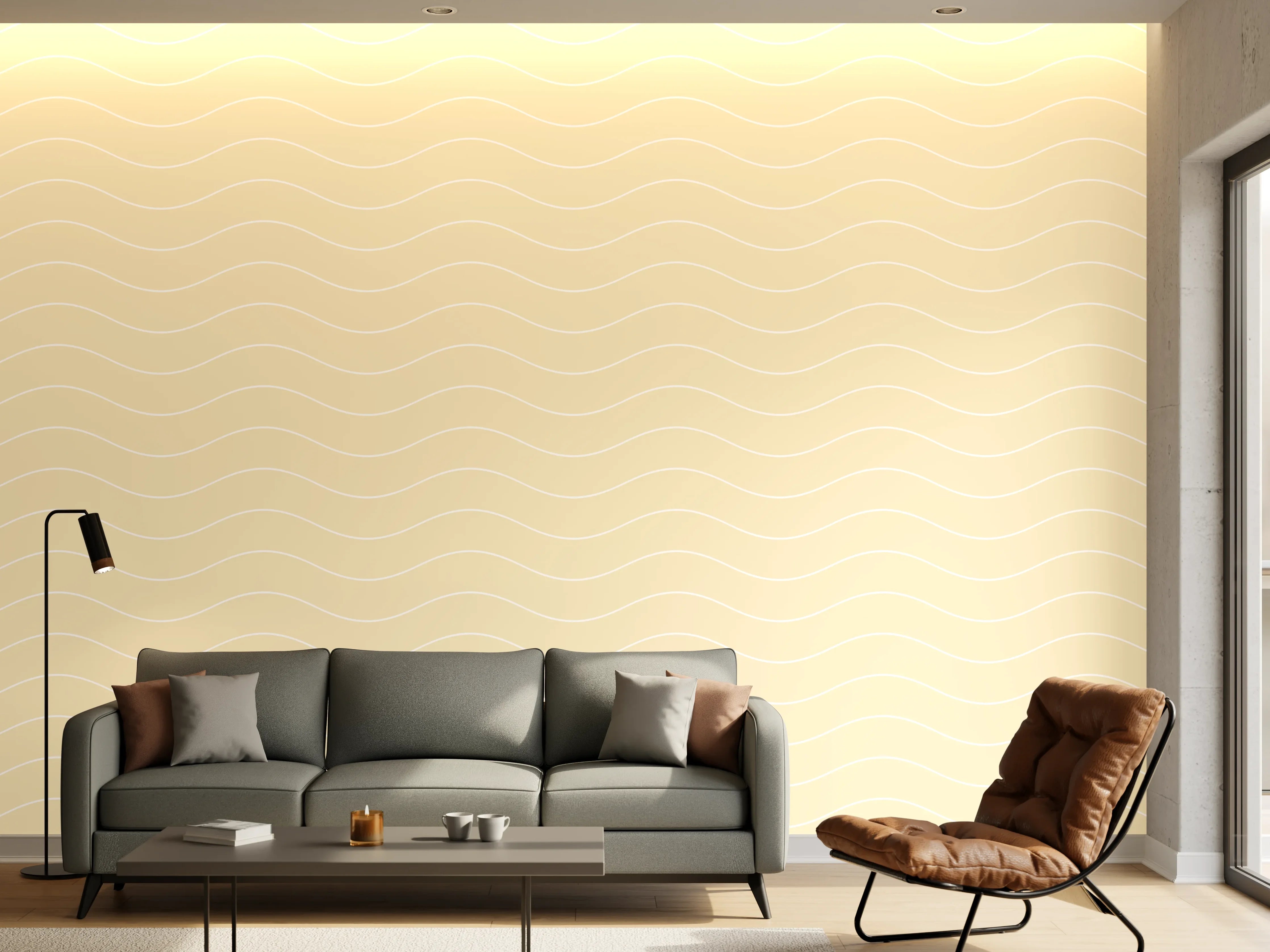 Wandverkleidung Wohnzimmer - Helle, minimalistische Wandgestaltung