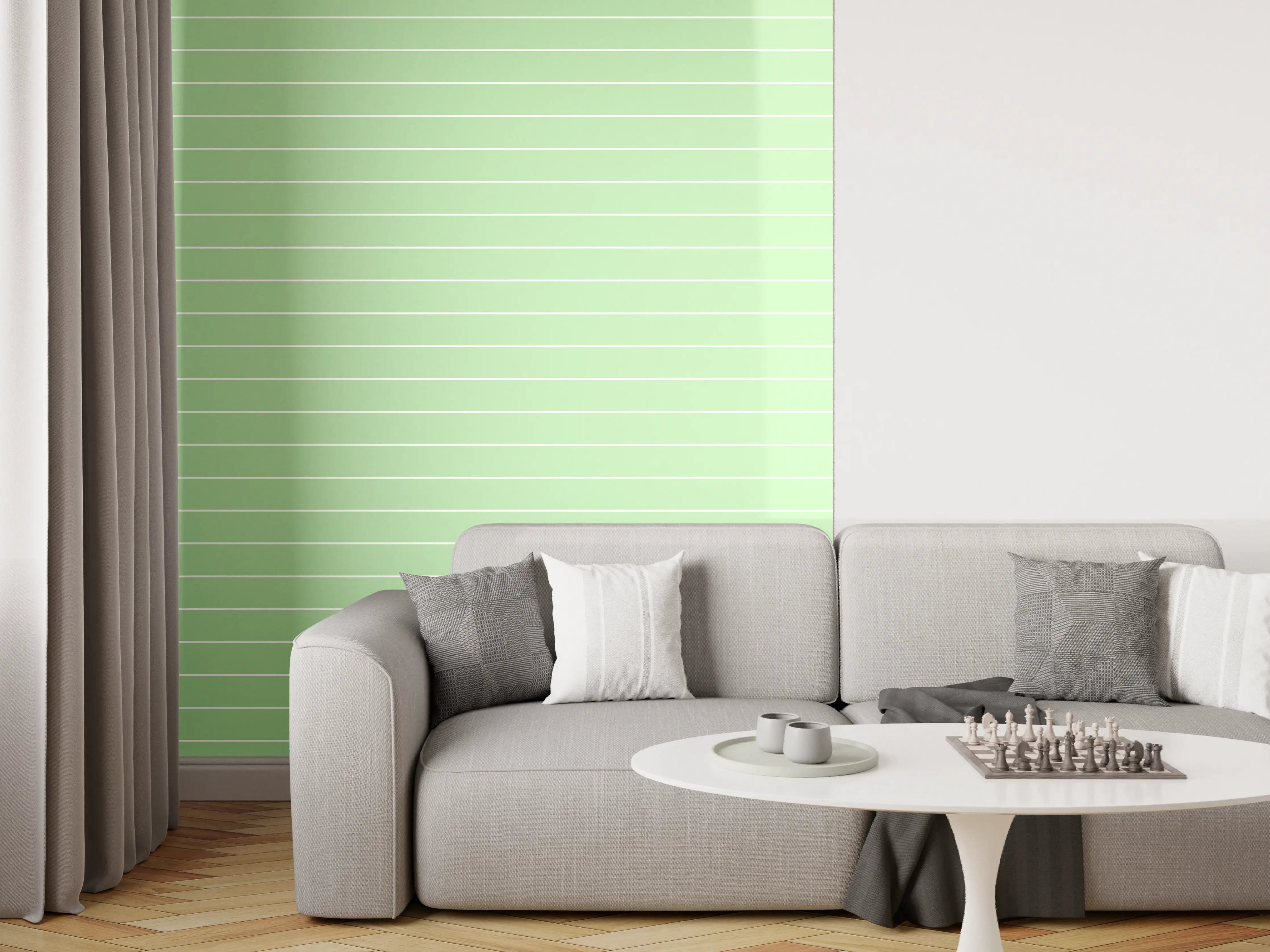 Wandverkleidung Wohnzimmer - Helle, modern gestaltete Raumdekoration