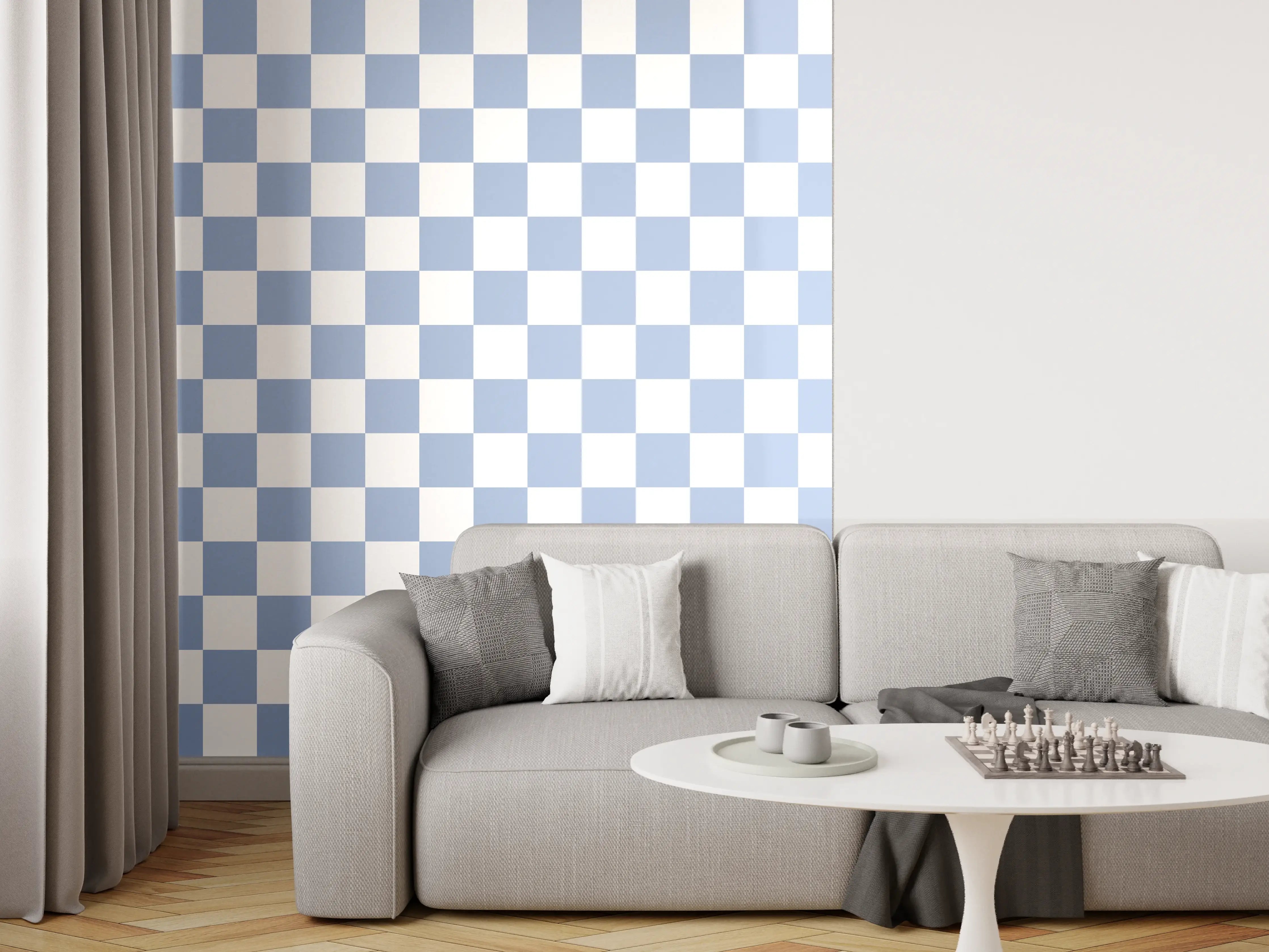 Wandverkleidung Wohnzimmer - Helle, moderne Interior-Deko mit Grautönen