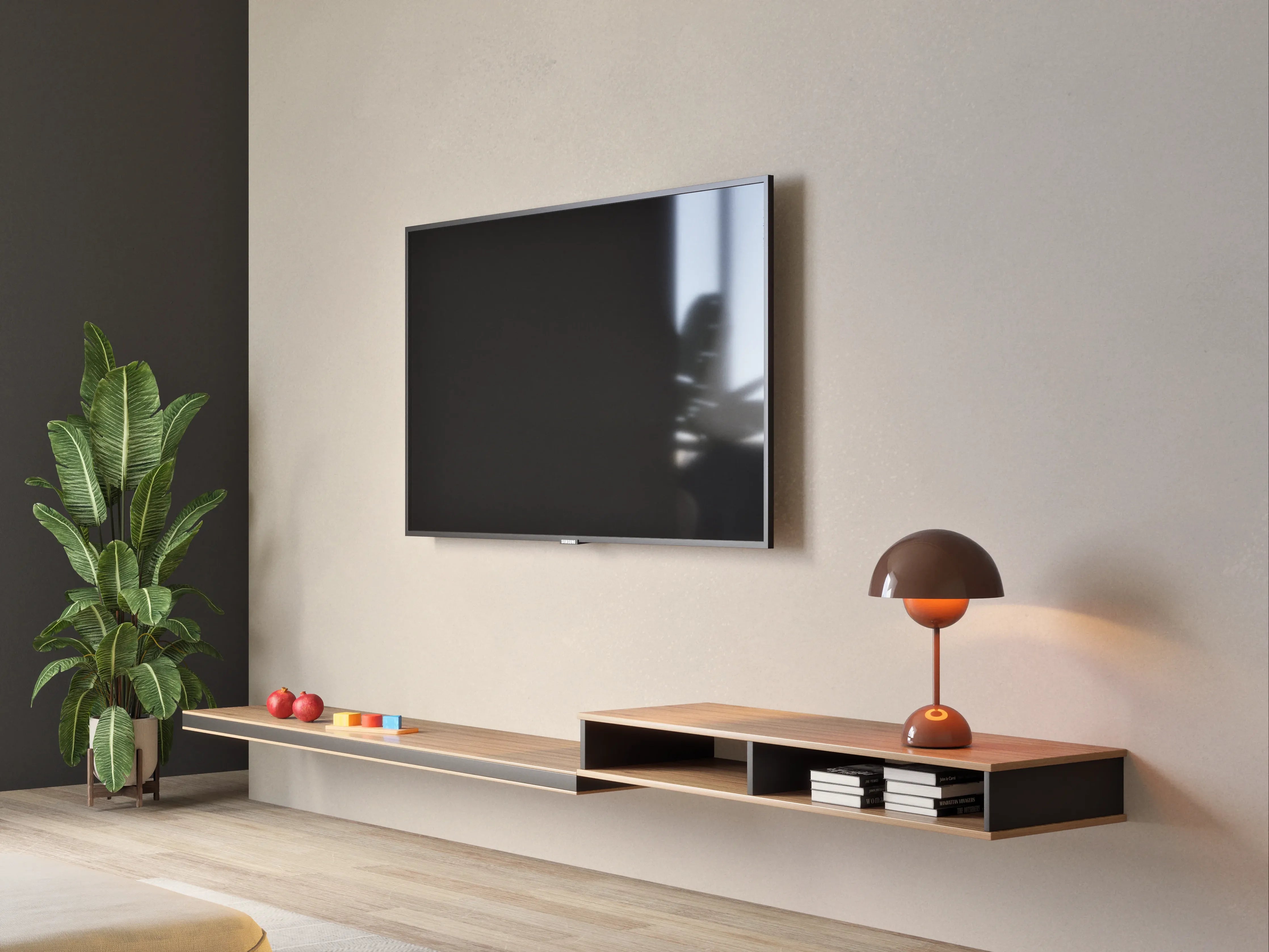 Wandverkleidung Wohnzimmer - Helle, neutrale Wandfarbe