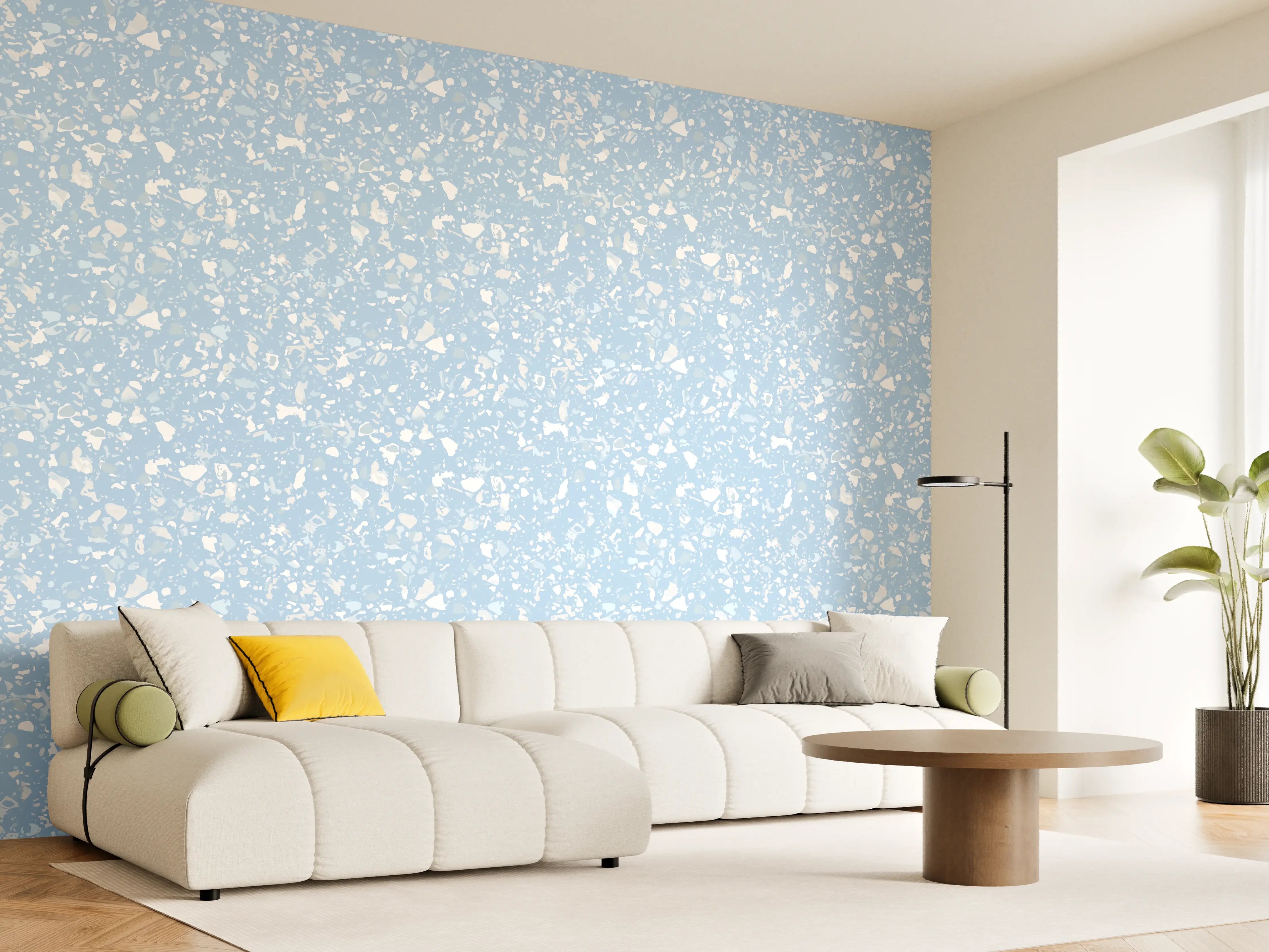 Wandverkleidung Wohnzimmer - Heller Winterhimmel mit Schneefall