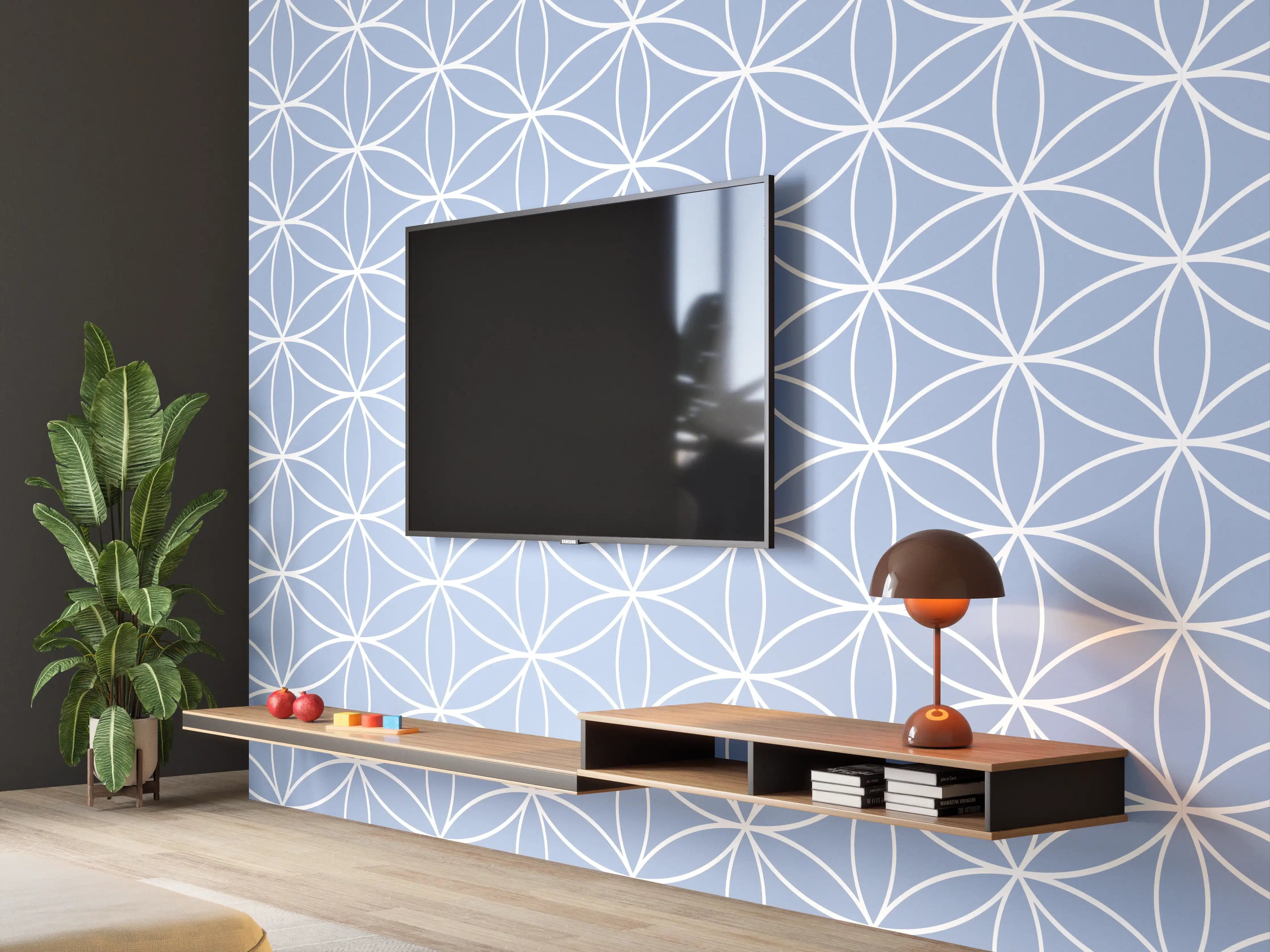 Wandverkleidung Wohnzimmer - Heller geometrischer Musterhintergrund