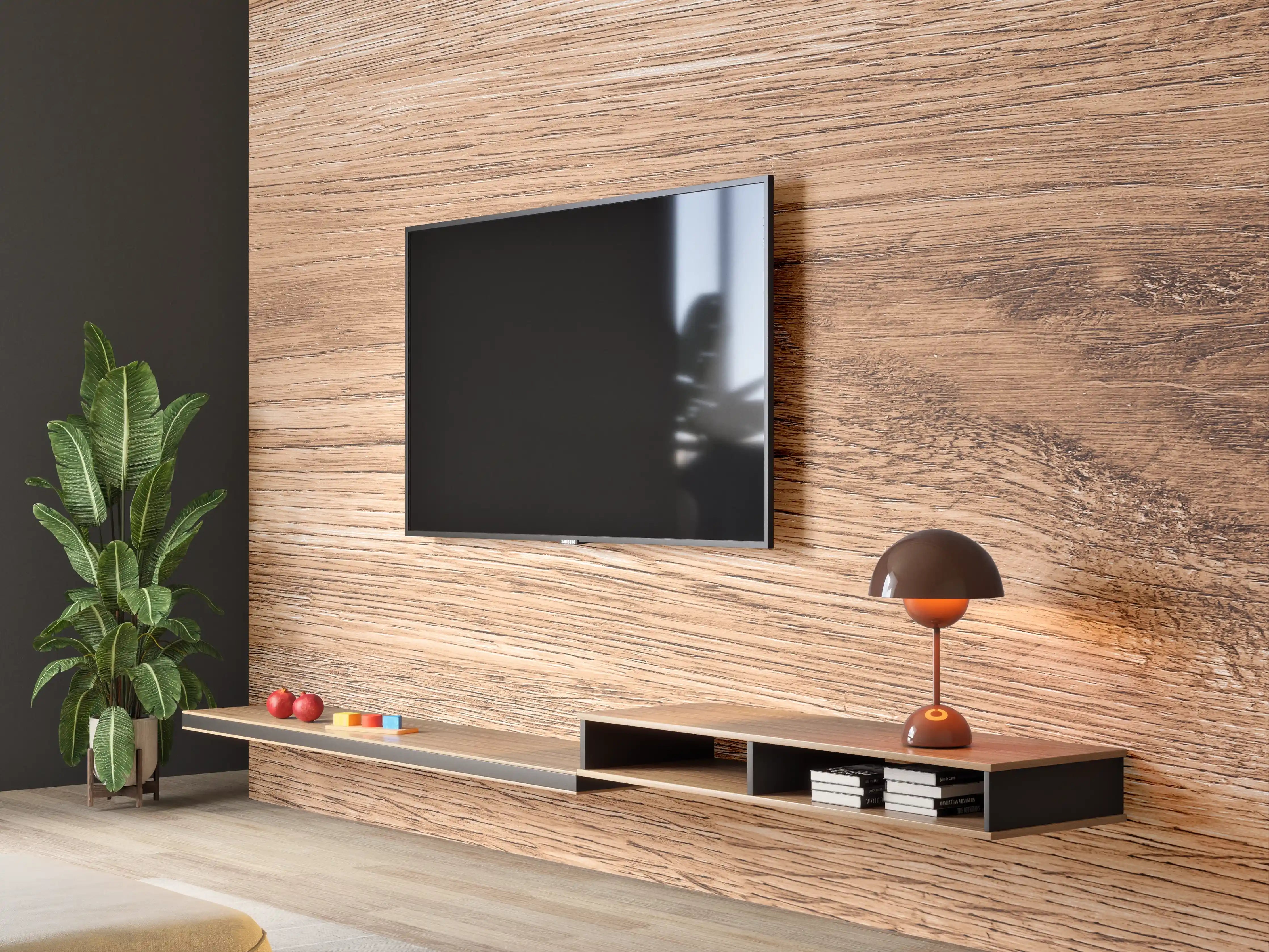 Wandverkleidung Wohnzimmer - Heller natürlicher Holzhintergrund