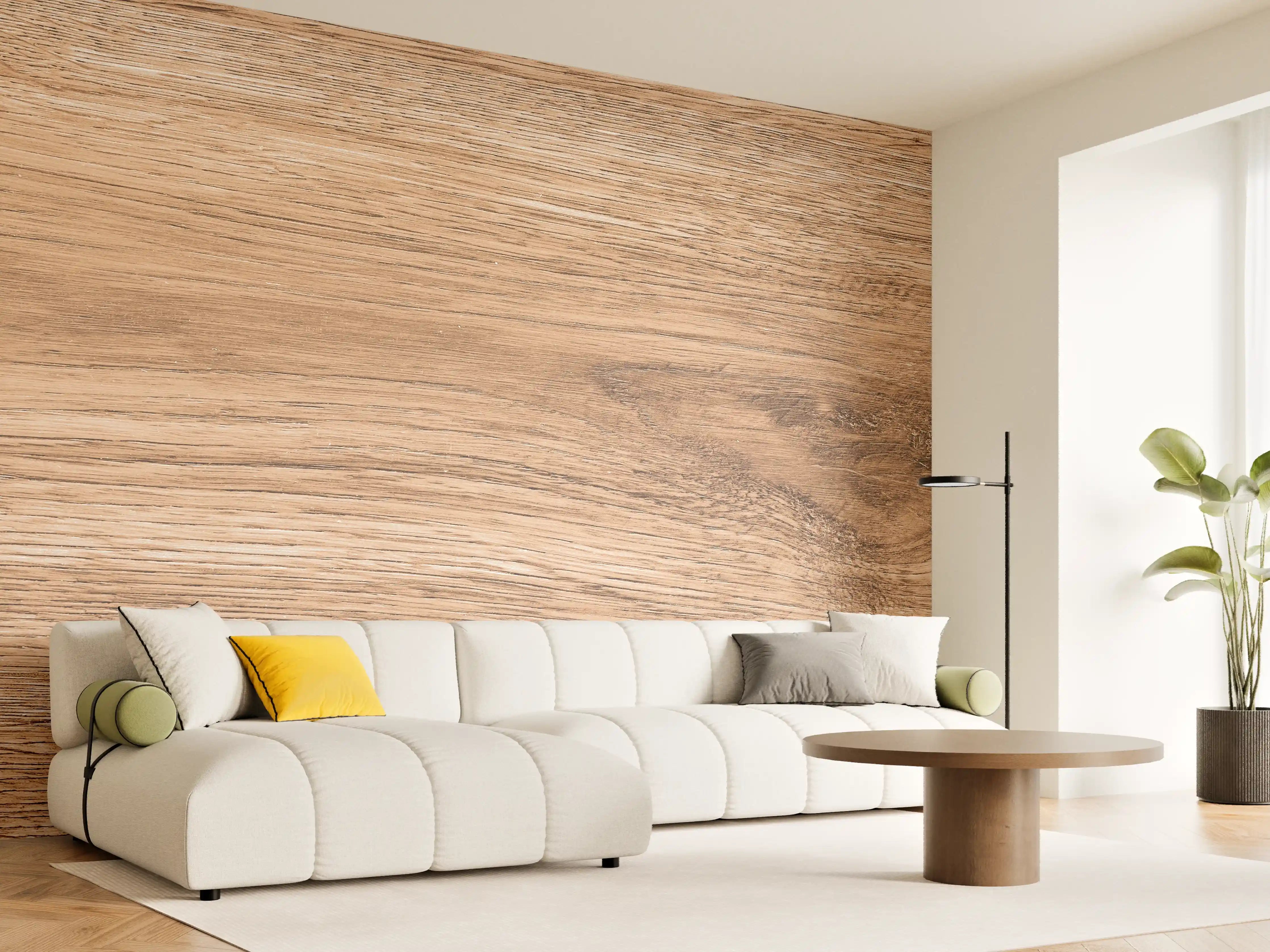 Wandverkleidung Wohnzimmer - Heller natürlicher Holzhintergrund