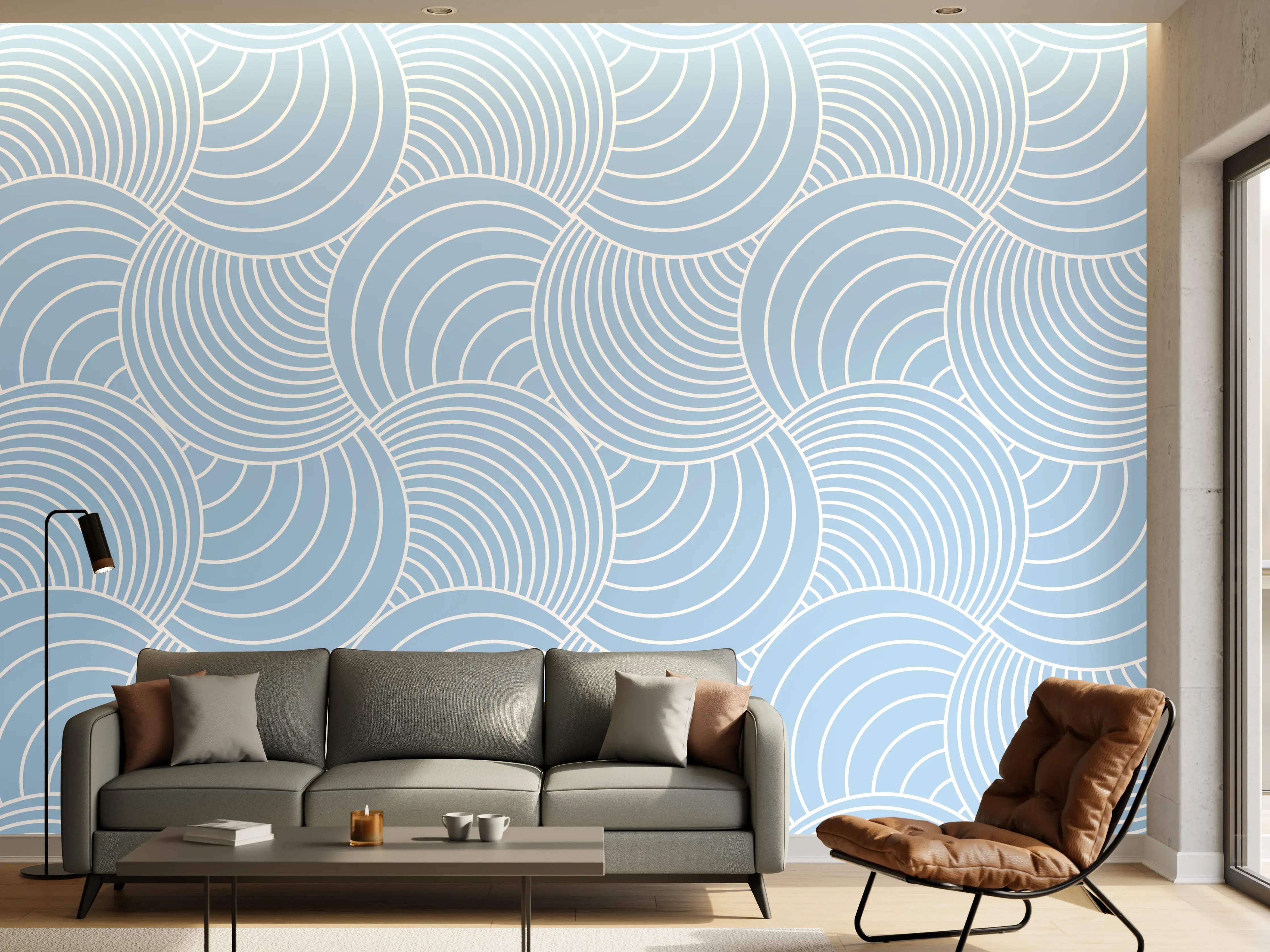 Wandverkleidung Wohnzimmer - Heller, Mustergüter mit sanften Wellenmuster