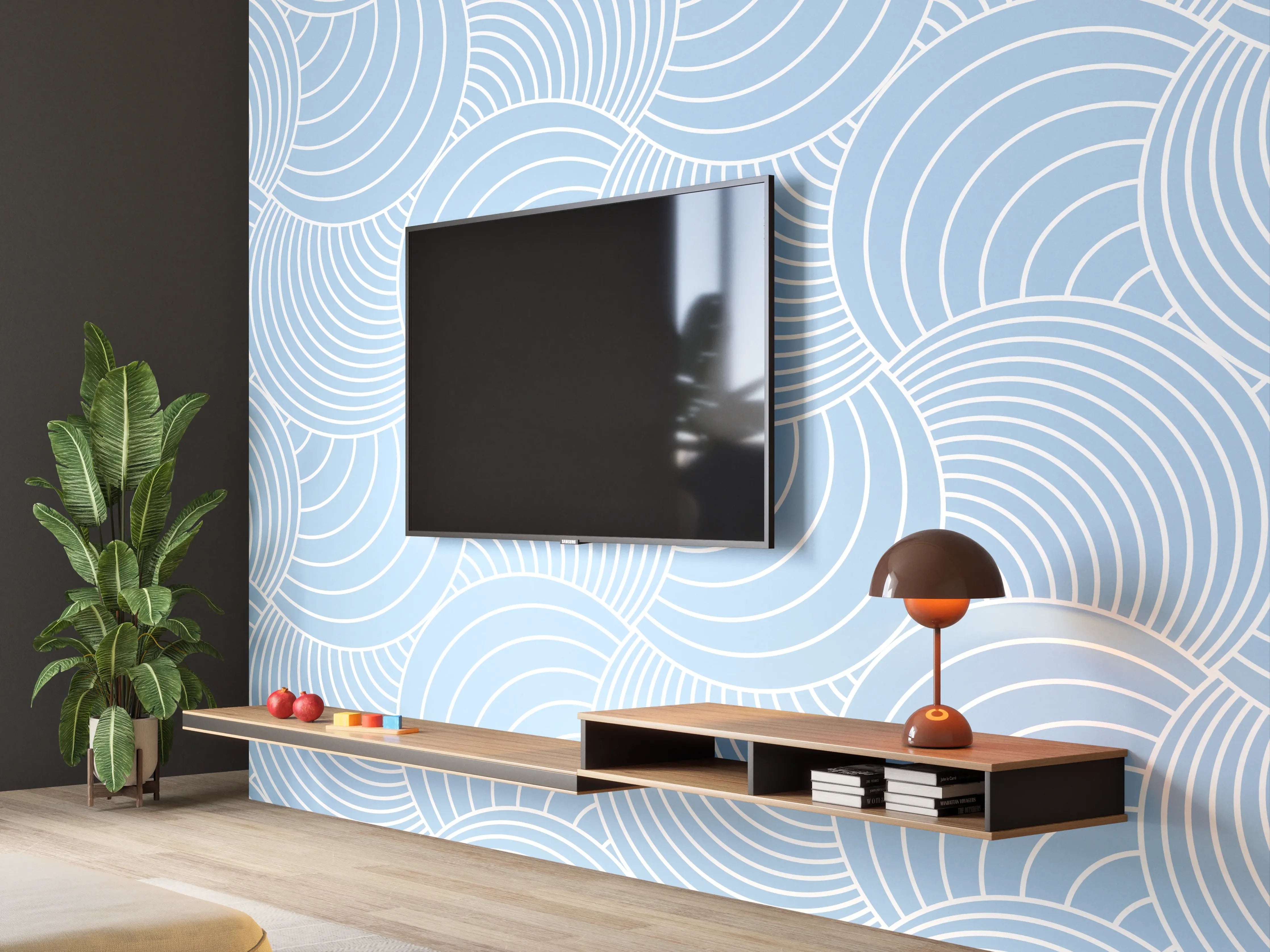 Wandverkleidung Wohnzimmer - Heller, Mustergüter mit sanften Wellenmuster