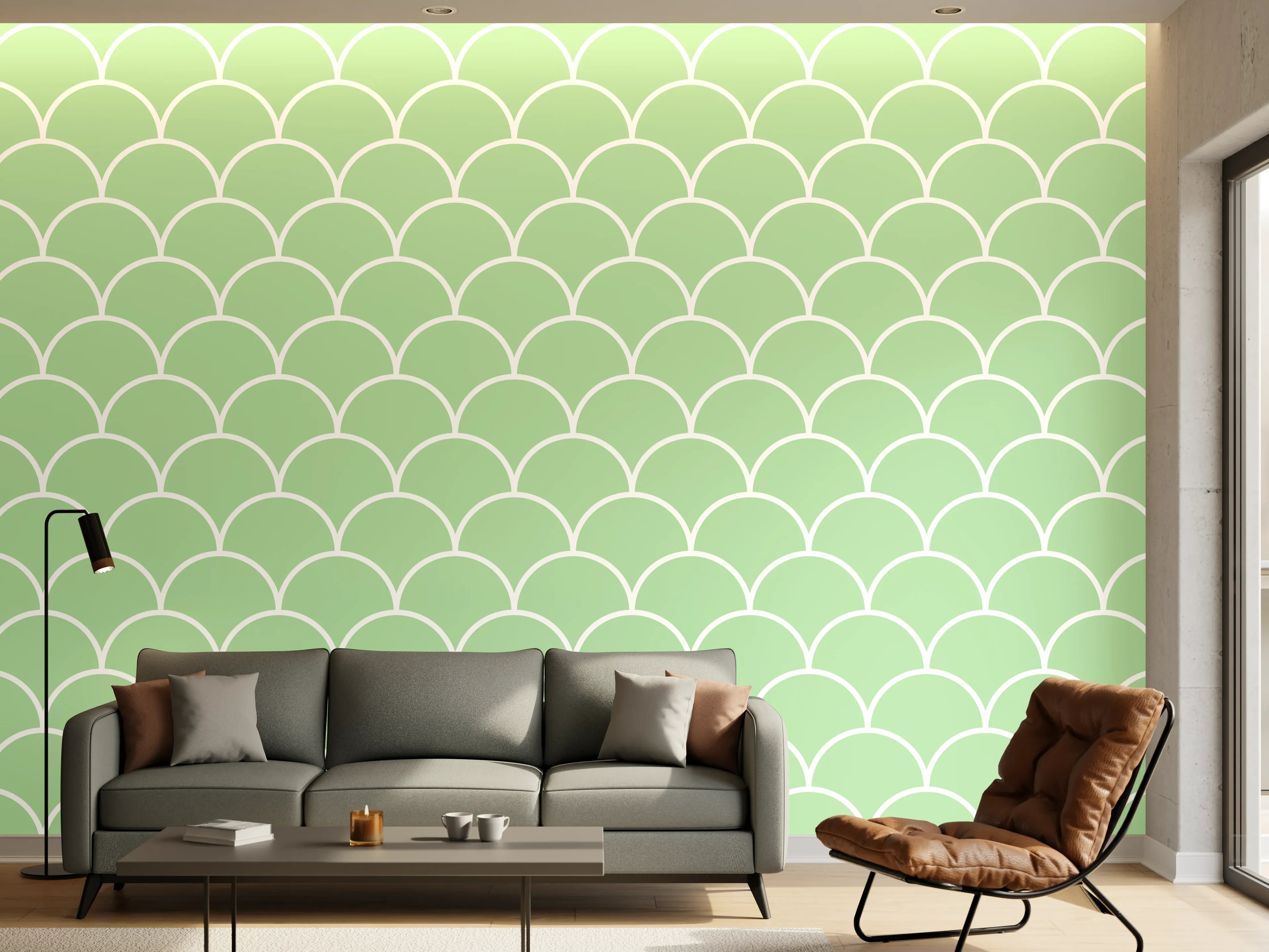 Wandverkleidung Wohnzimmer - Heller, grüner Musterhintergrund