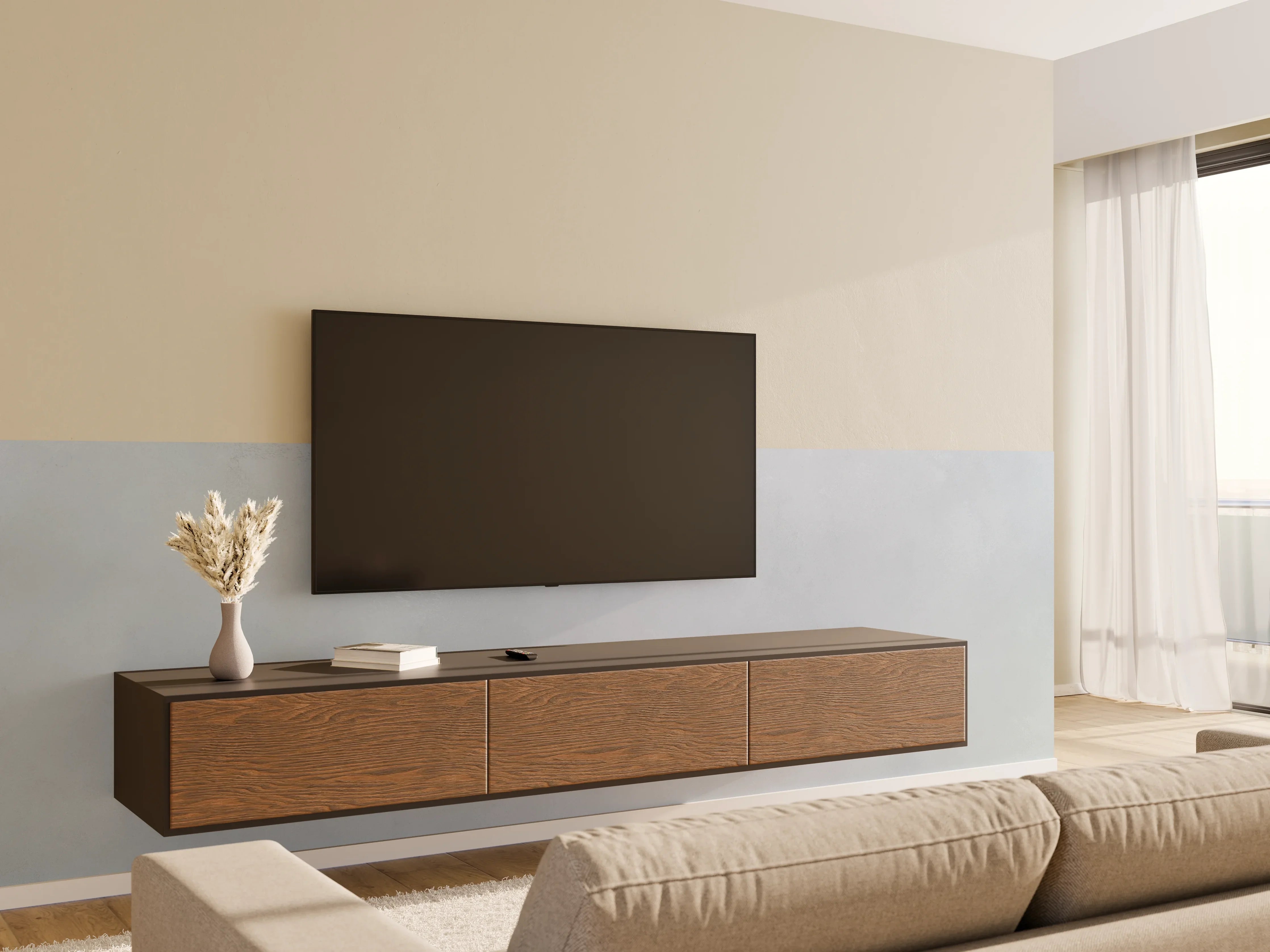 Wandverkleidung Wohnzimmer - Helles Graues Bild mit Textur