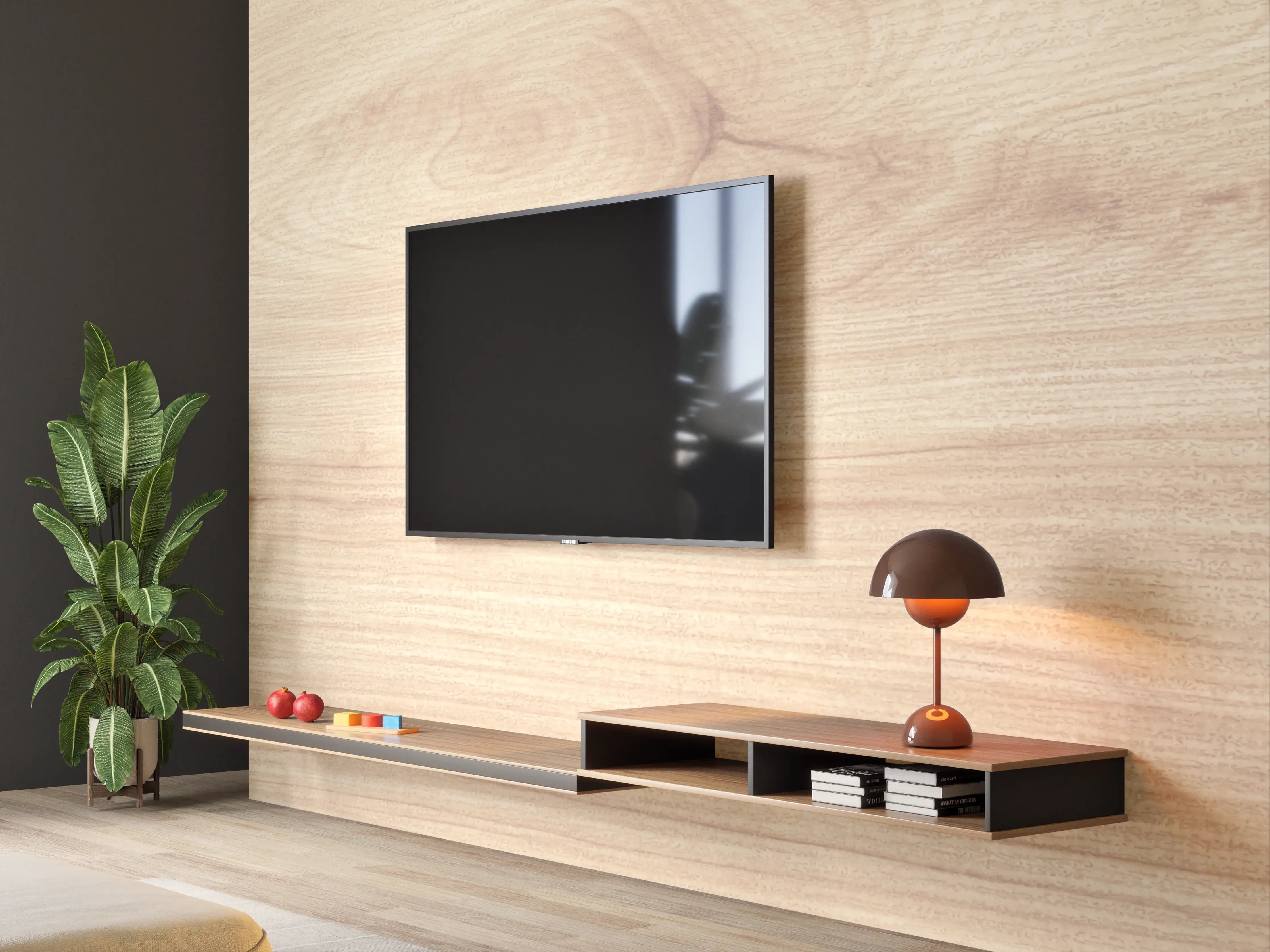 Wandverkleidung Wohnzimmer - Helles Holz mit natürlicher Maserung
