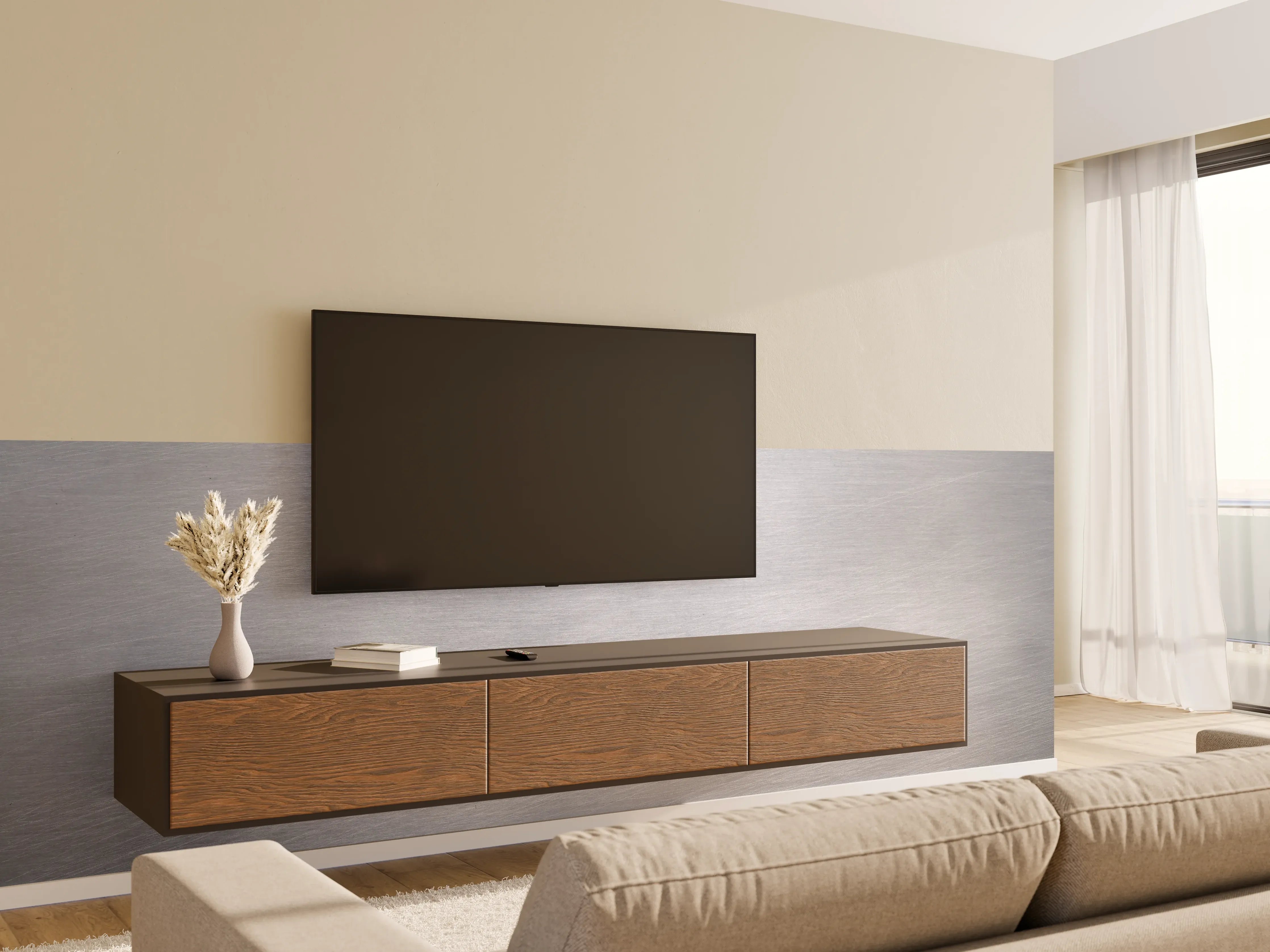Wandverkleidung Wohnzimmer - Helles Metall-Design