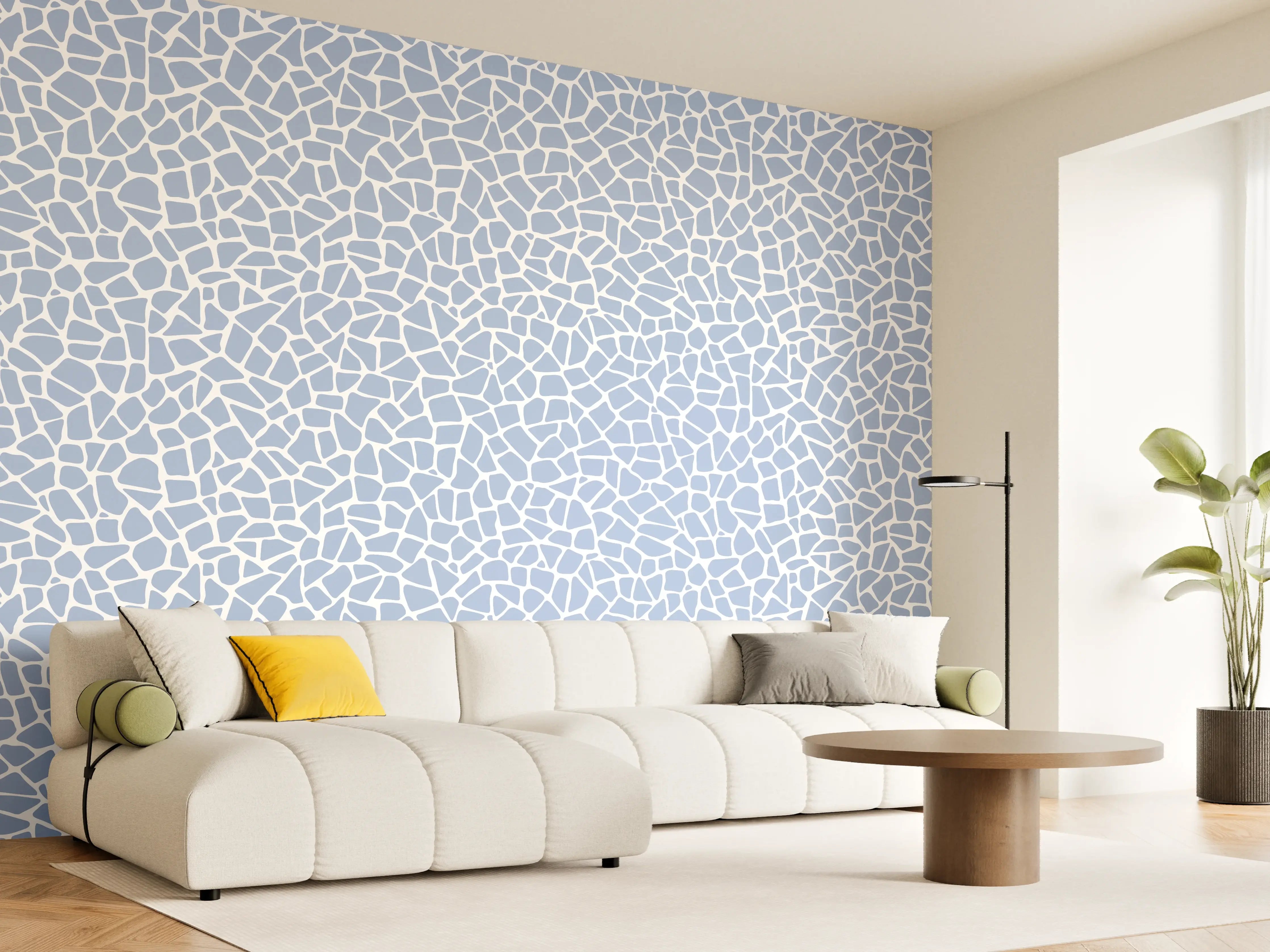 Wandverkleidung Wohnzimmer - Helles Mosaik-Design mit Weiß- und Grautönen