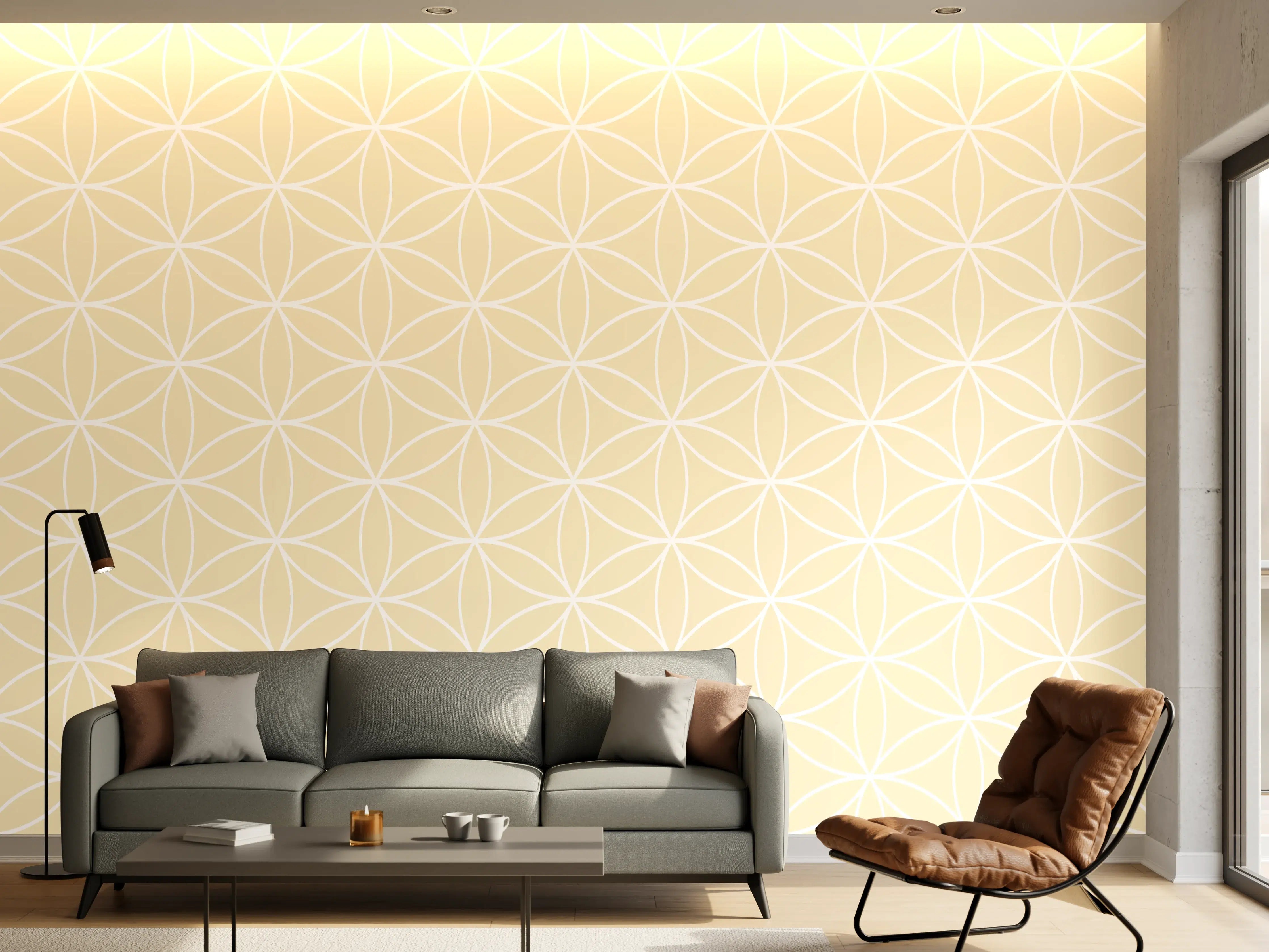 Wandverkleidung Wohnzimmer - Helles Muster mit geometrischem Design