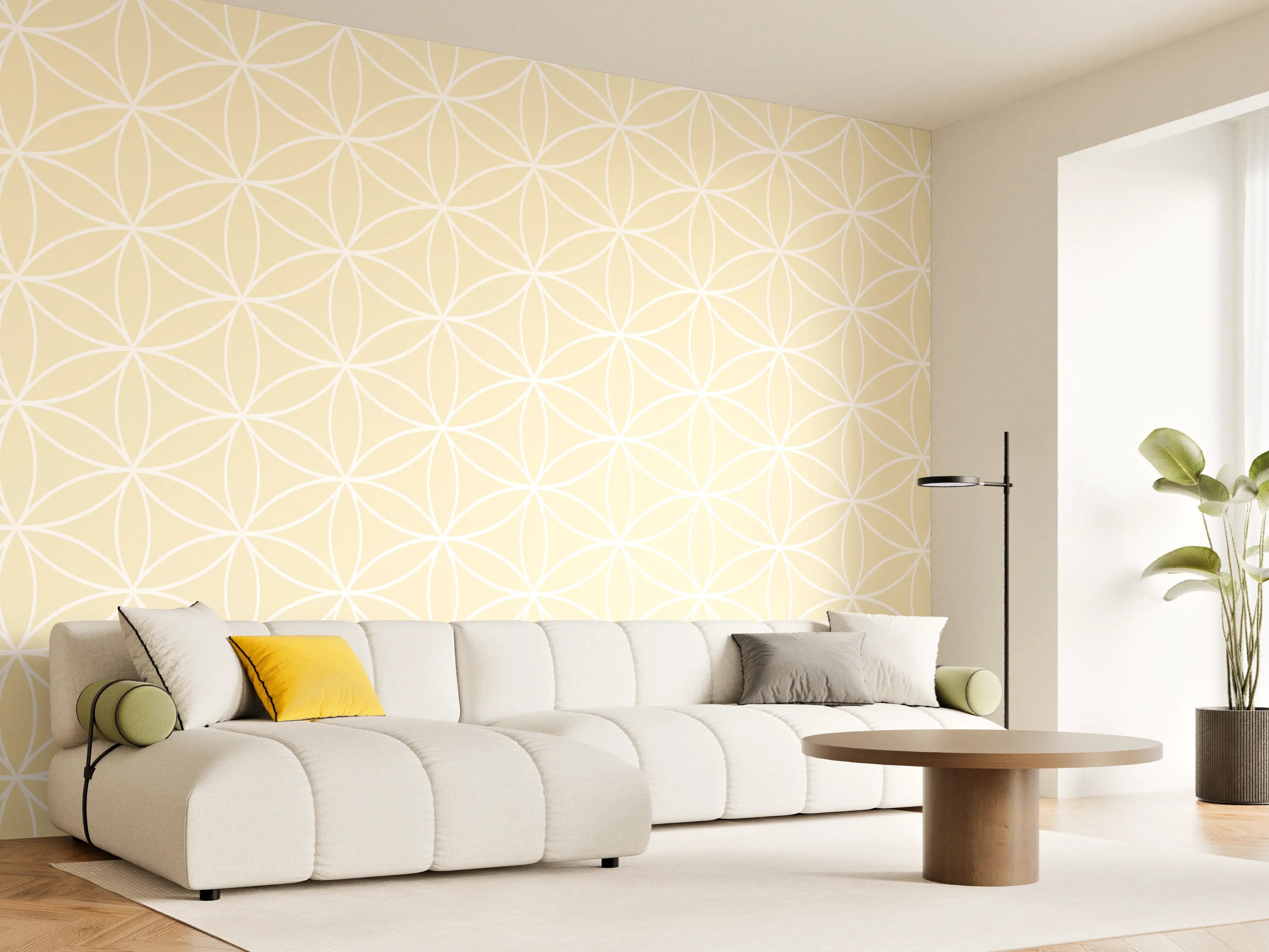 Wandverkleidung Wohnzimmer - Helles Muster mit geometrischem Design