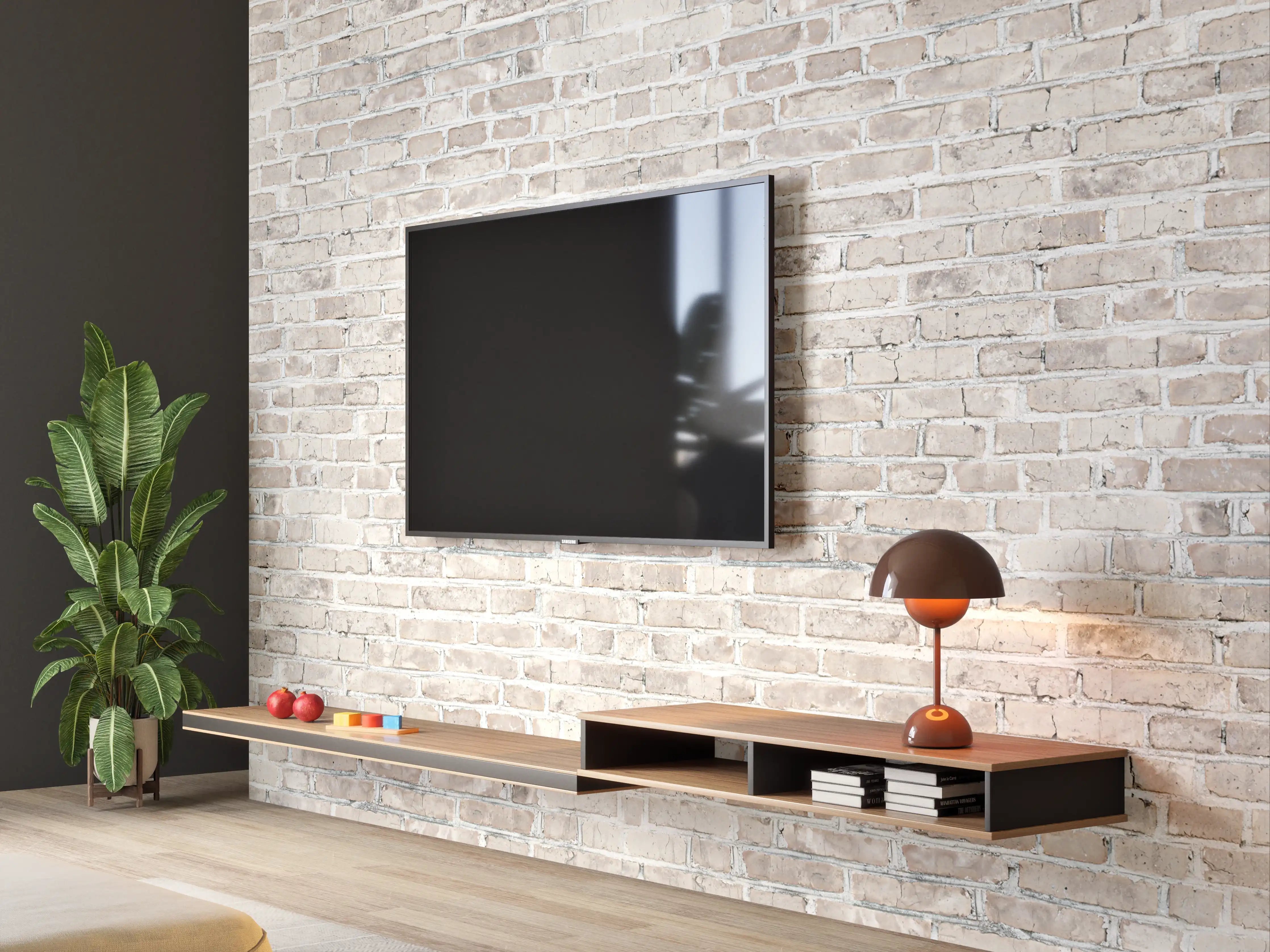 Wandverkleidung Wohnzimmer - Helles Ziegelmauer-Wanddekoration