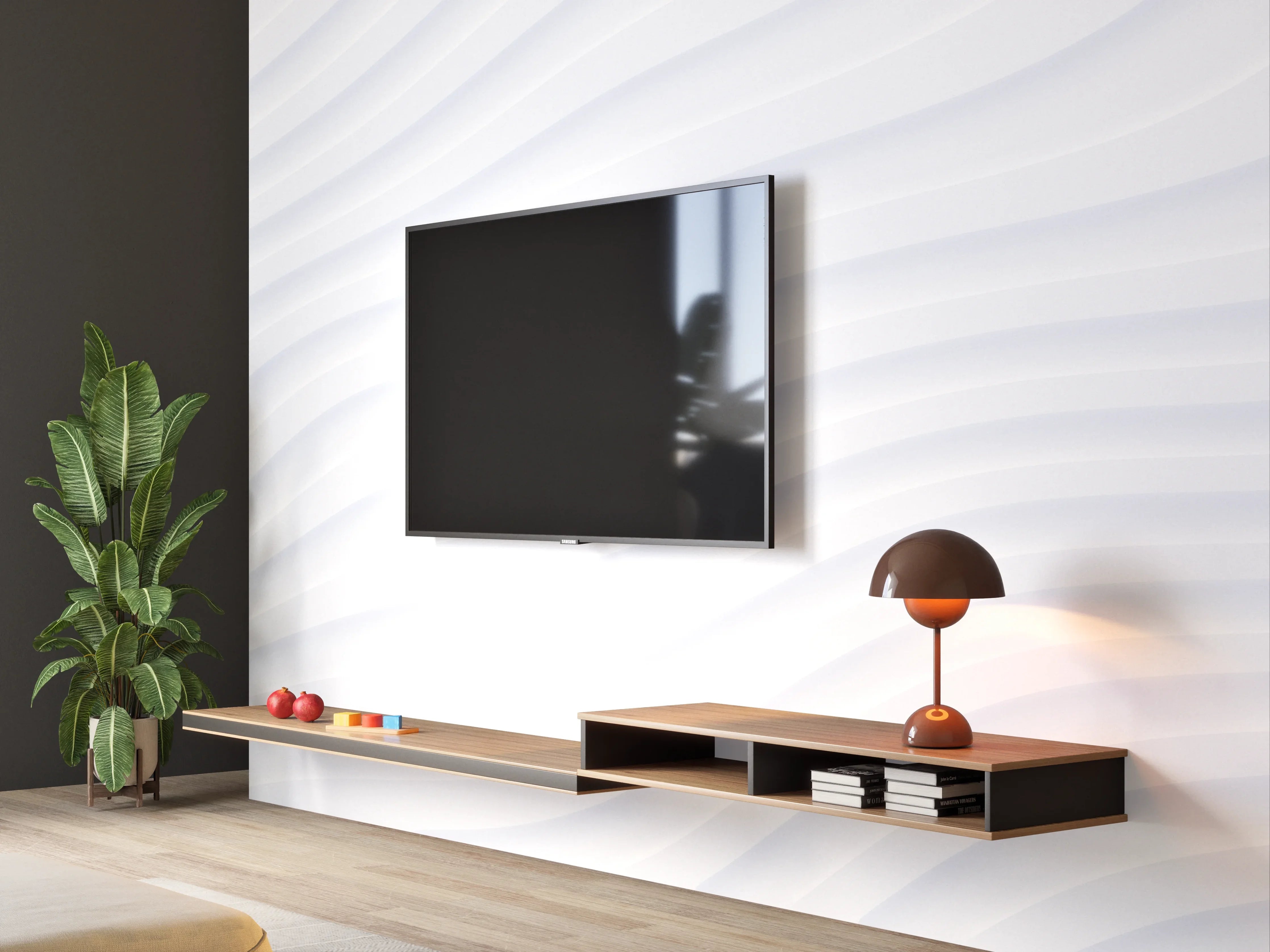 Wandverkleidung Wohnzimmer - Helles, Texturiertes Wandbild