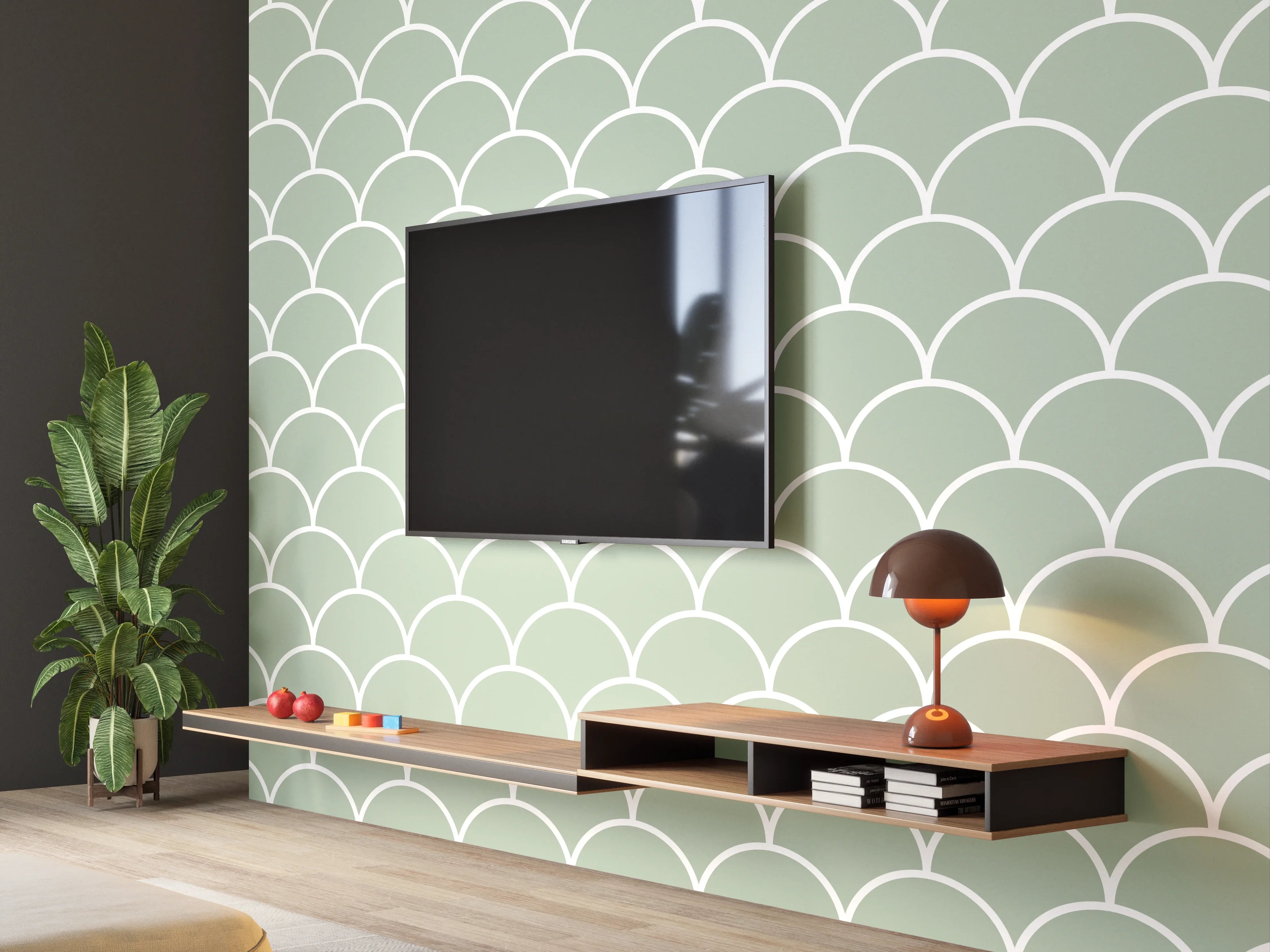 Wandverkleidung Wohnzimmer - Helles, elegantes Mustermotiv