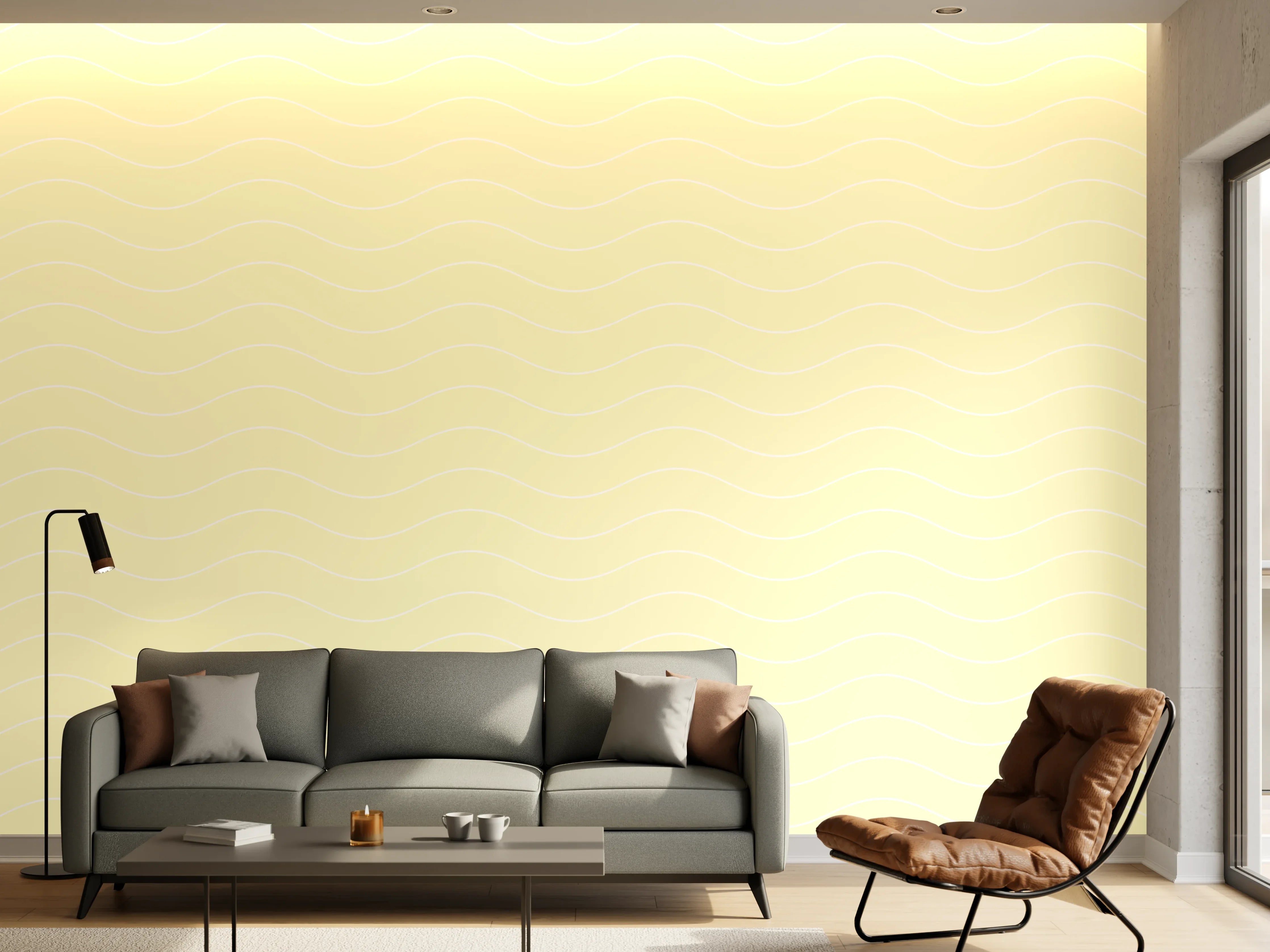 Wandverkleidung Wohnzimmer - Helles, minimalistisches Bild in beigen Tönen