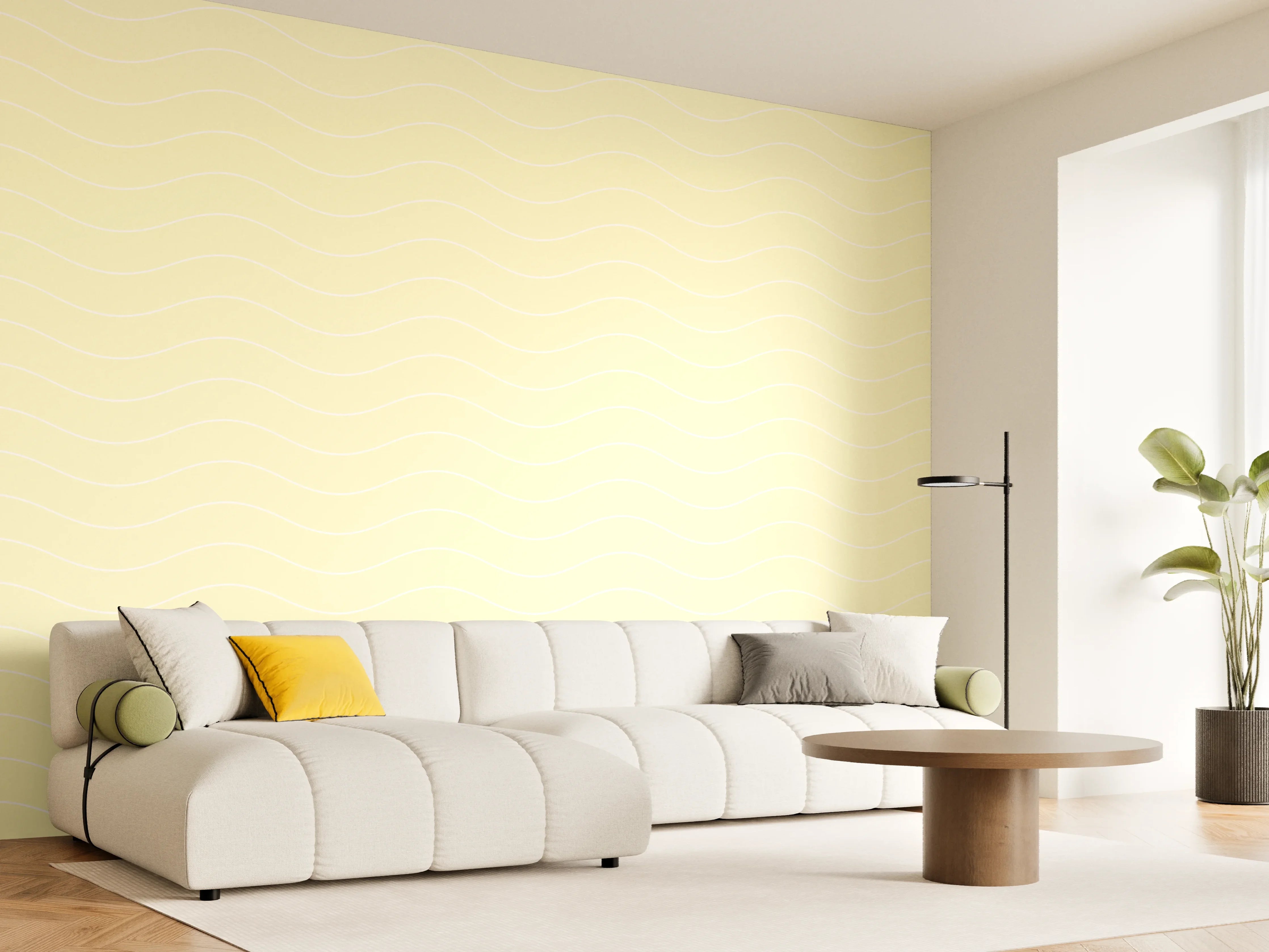 Wandverkleidung Wohnzimmer - Helles, minimalistisches Bild in beigen Tönen