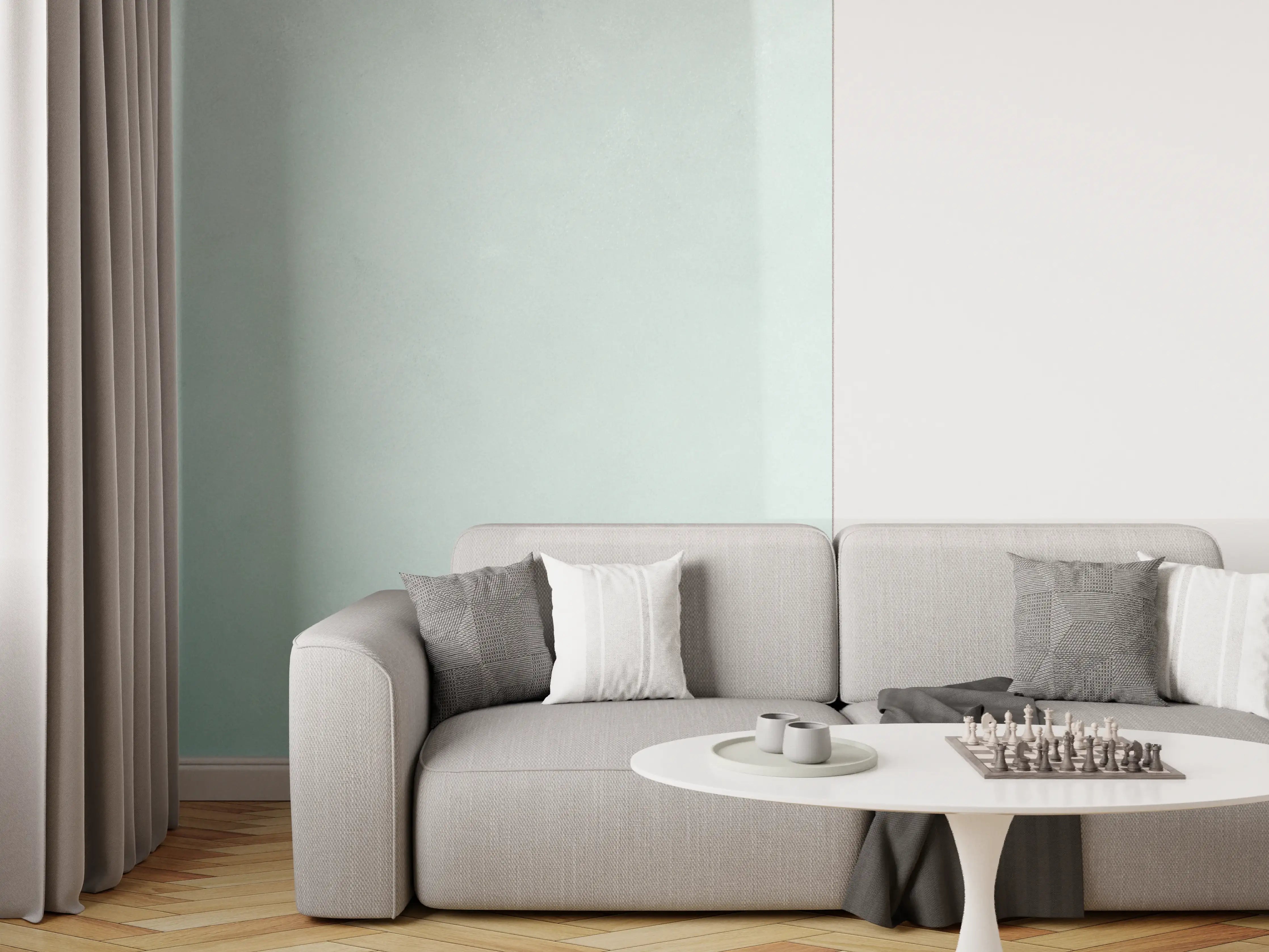 Wandverkleidung Wohnzimmer - Helles, minimalistisches Wanddesign