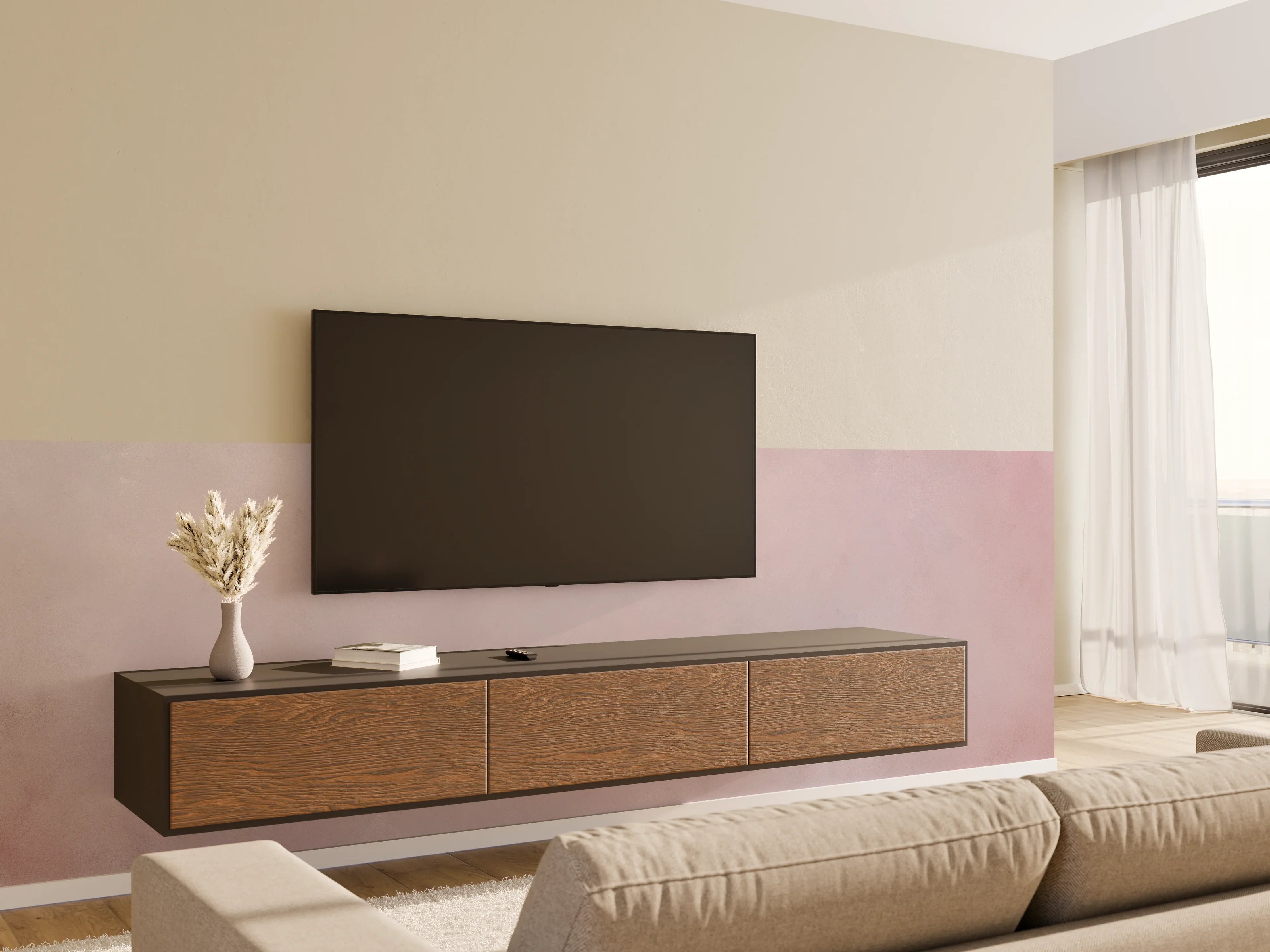 Wandverkleidung Wohnzimmer - Helles, neutrales Bild mit sanften Farbtönen