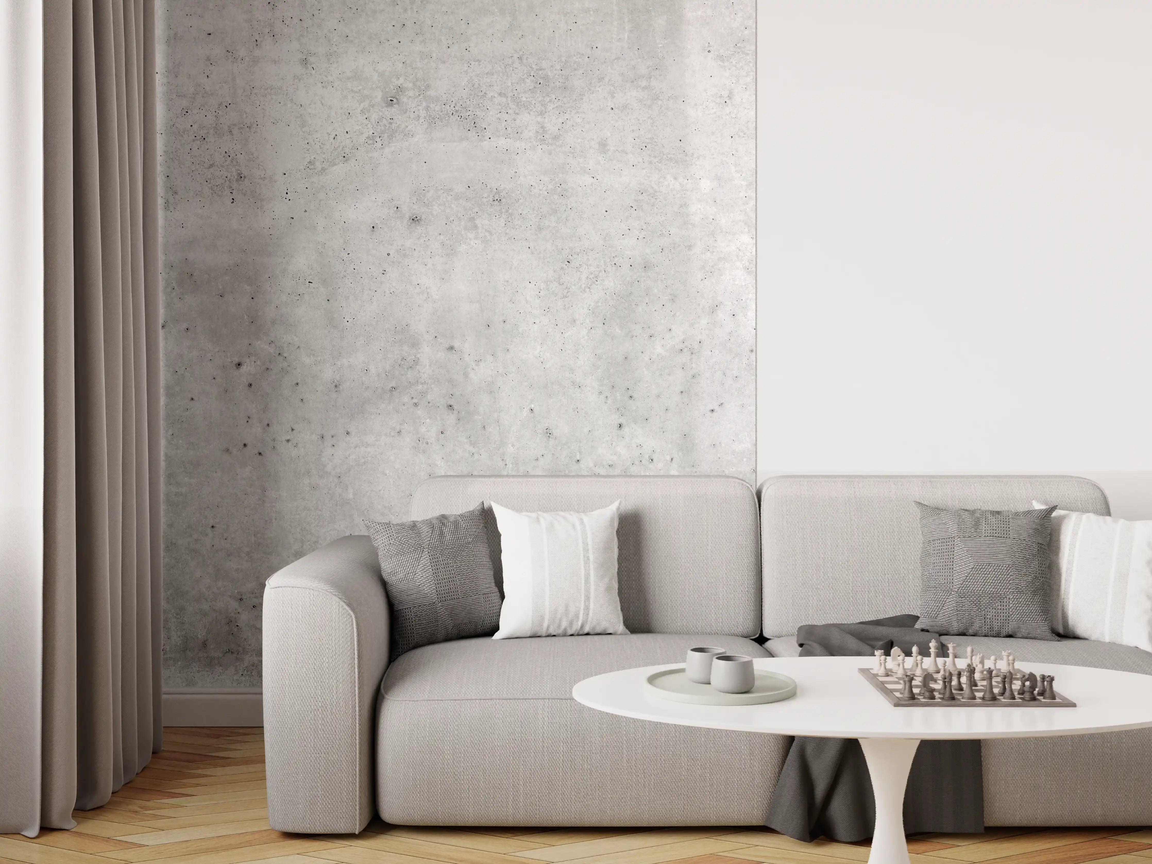 Wandverkleidung Wohnzimmer - Hellgraue alte Betonwand