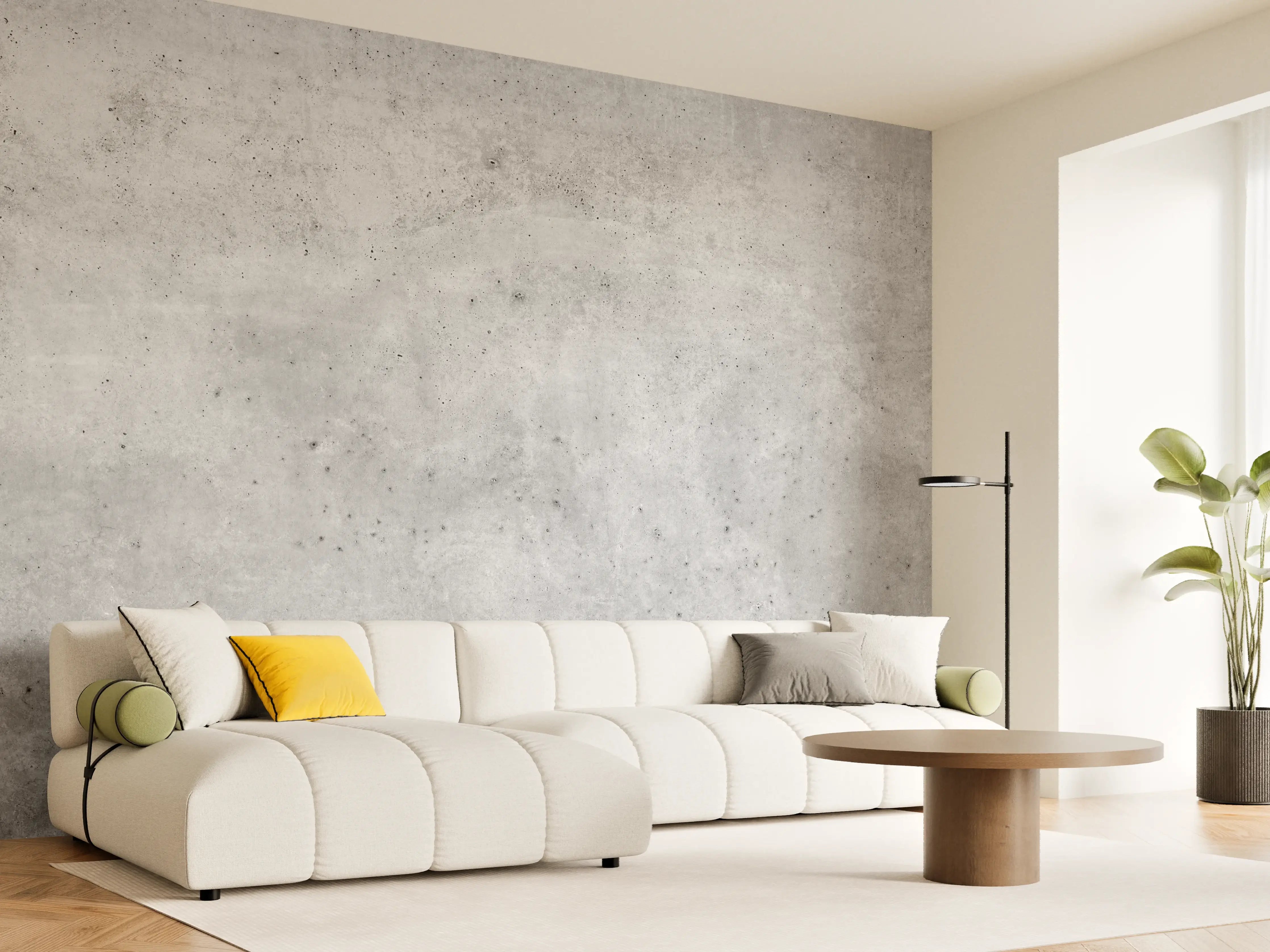 Wandverkleidung Wohnzimmer - Hellgraue alte Betonwand
