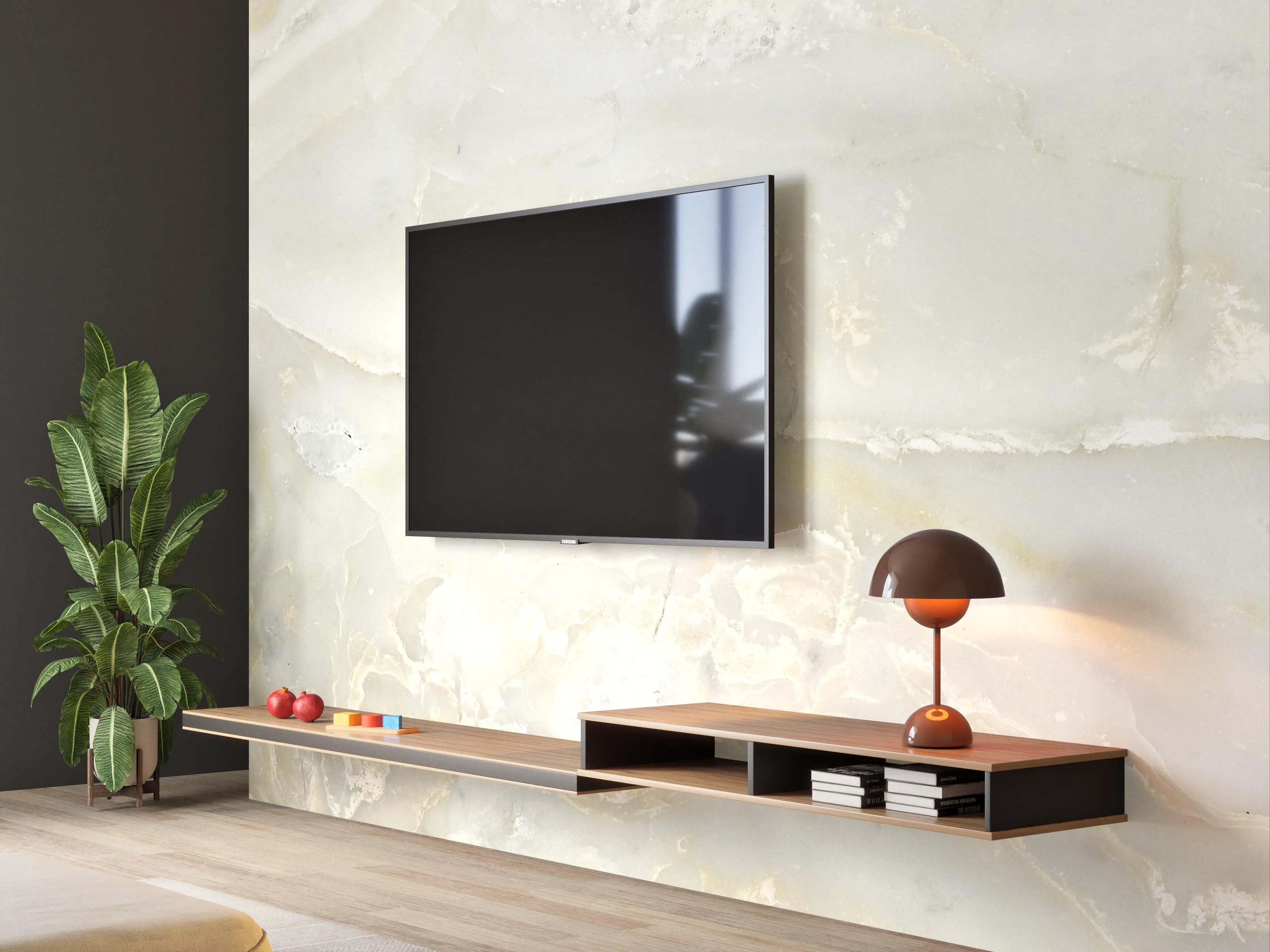 Wandverkleidung Wohnzimmer - Hellgrüner Marmor