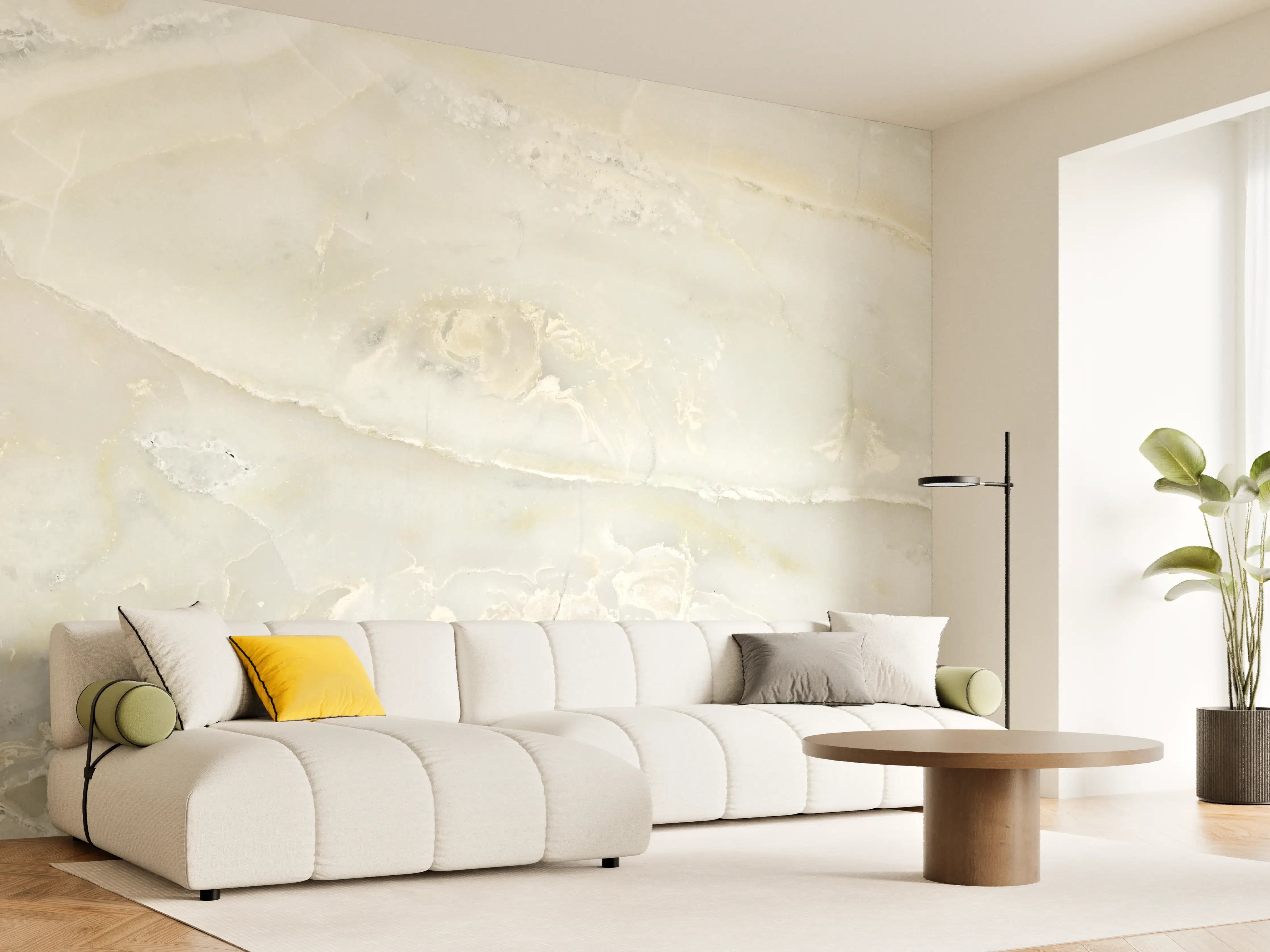 Wandverkleidung Wohnzimmer - Hellgrüner Marmor