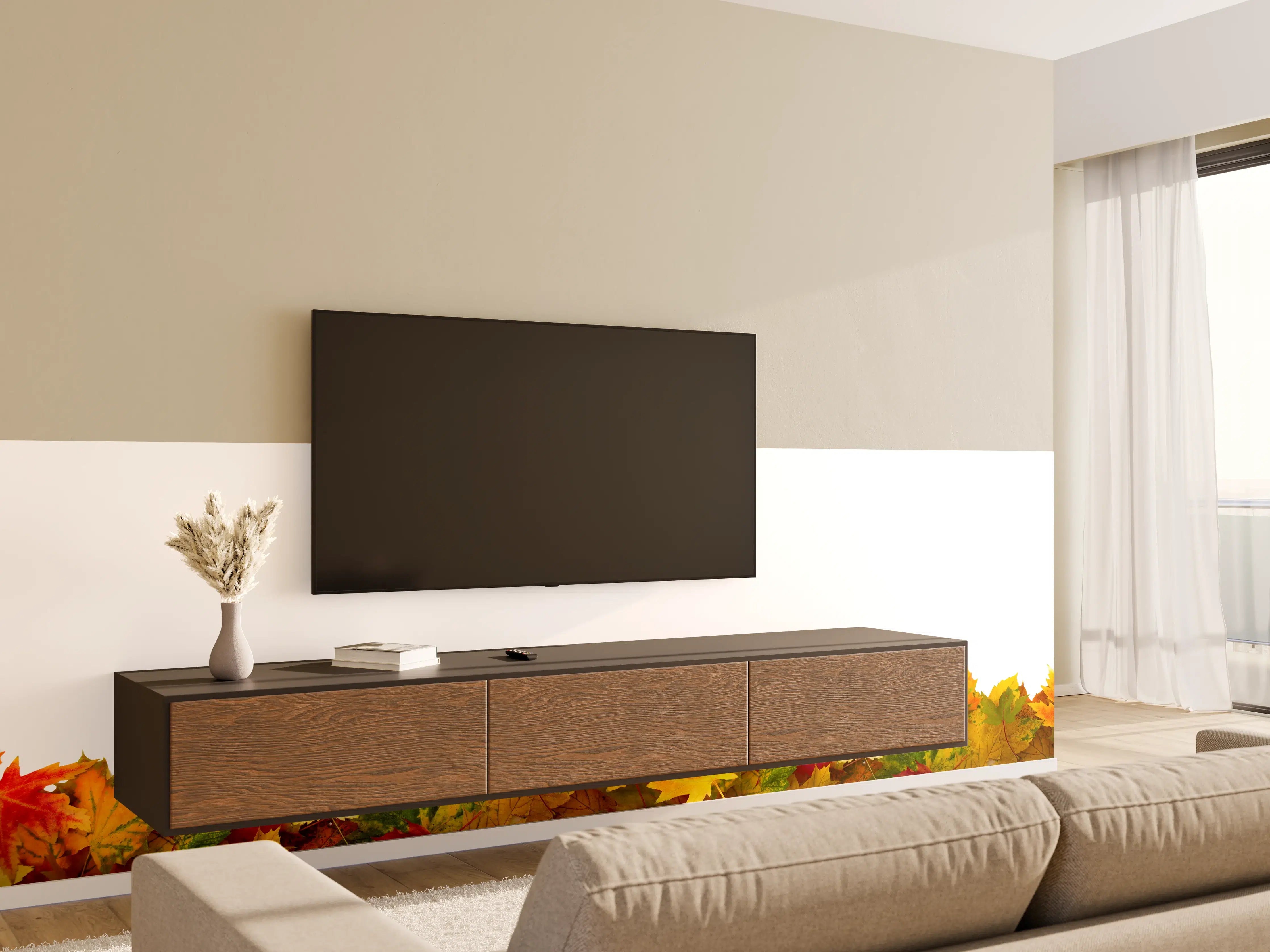 Wandverkleidung Wohnzimmer - Herbst Laub