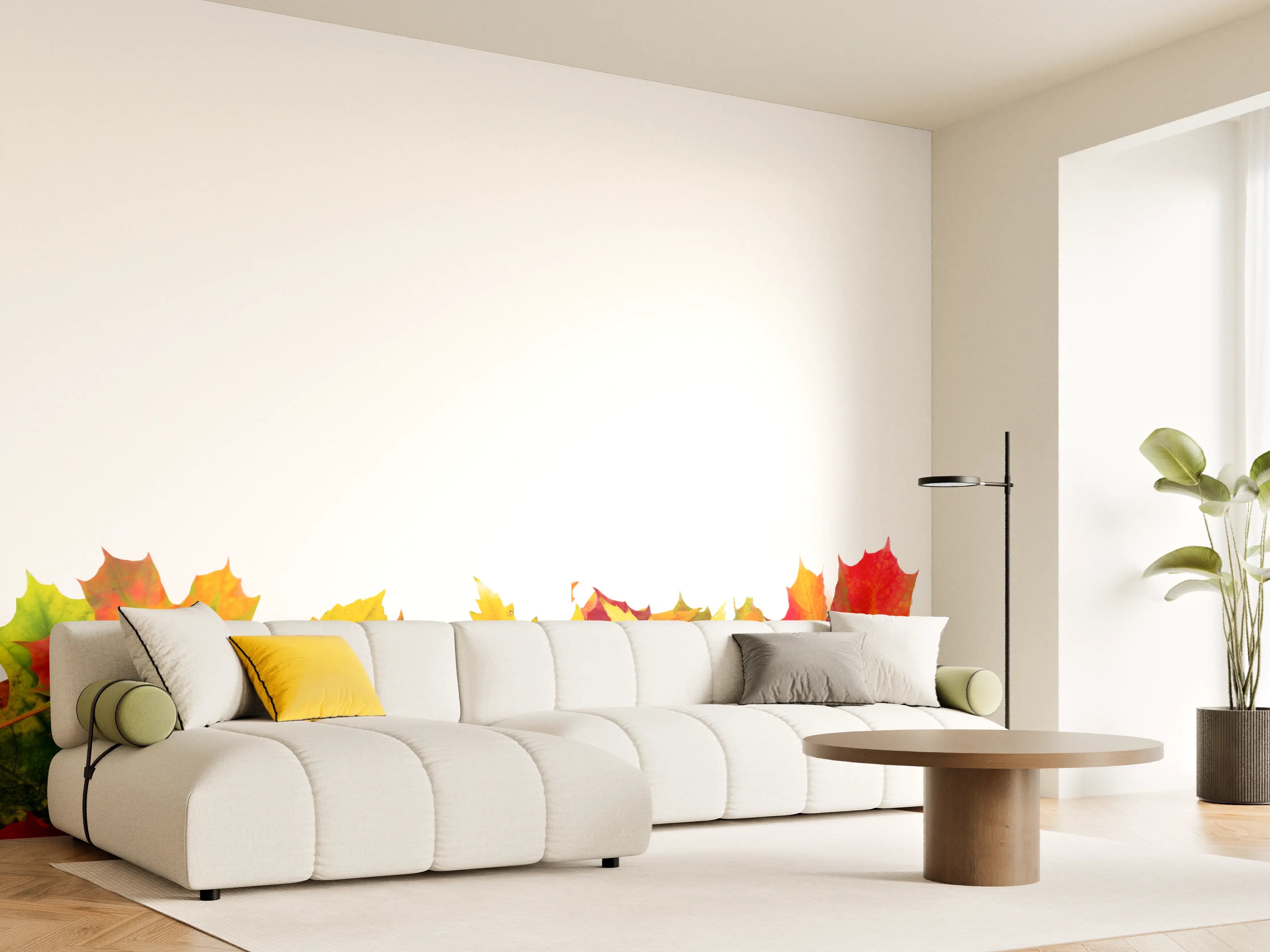 Wandverkleidung Wohnzimmer - Herbst Laub