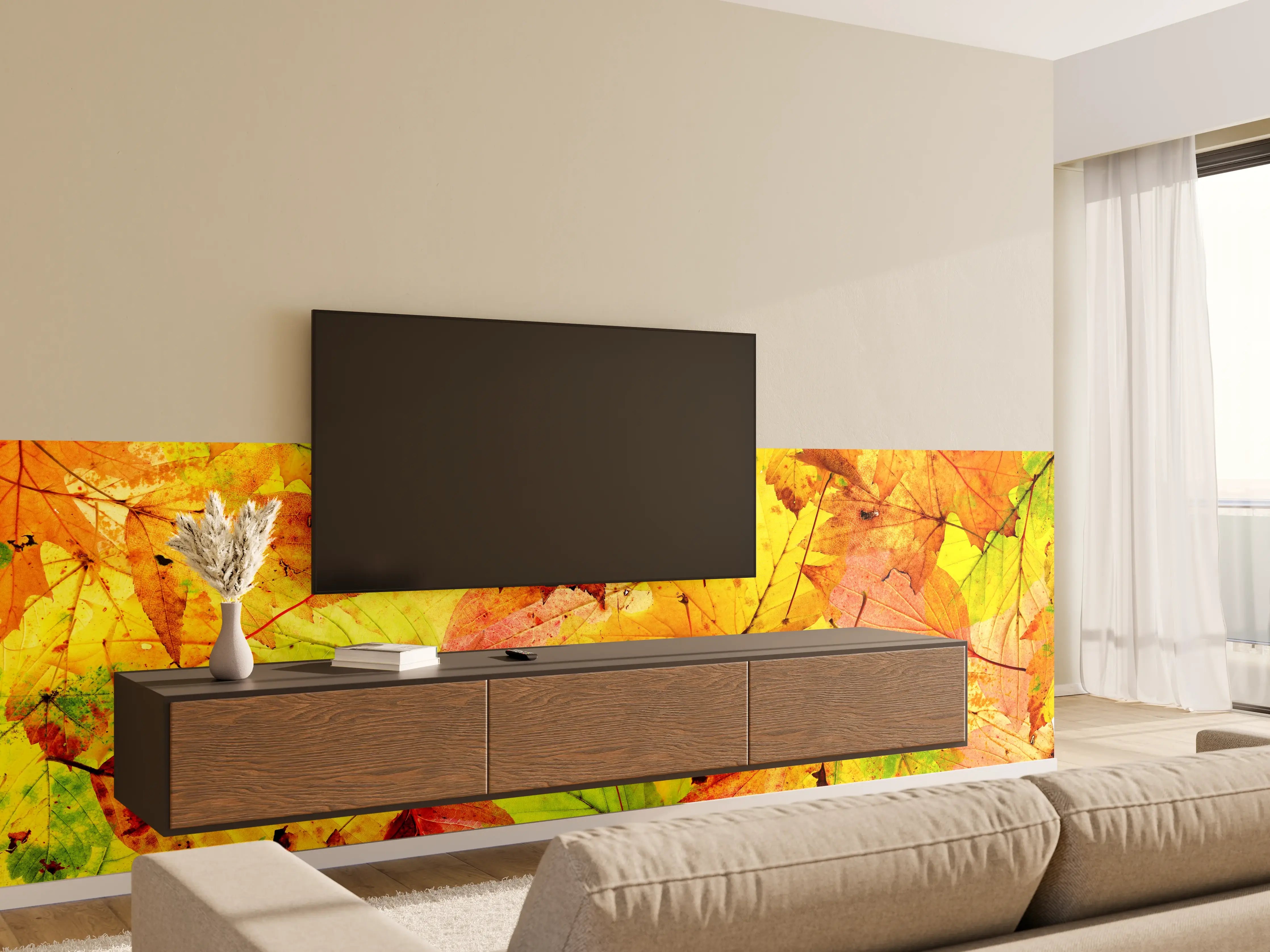 Wandverkleidung Wohnzimmer - Herbstblätter Hintergrund