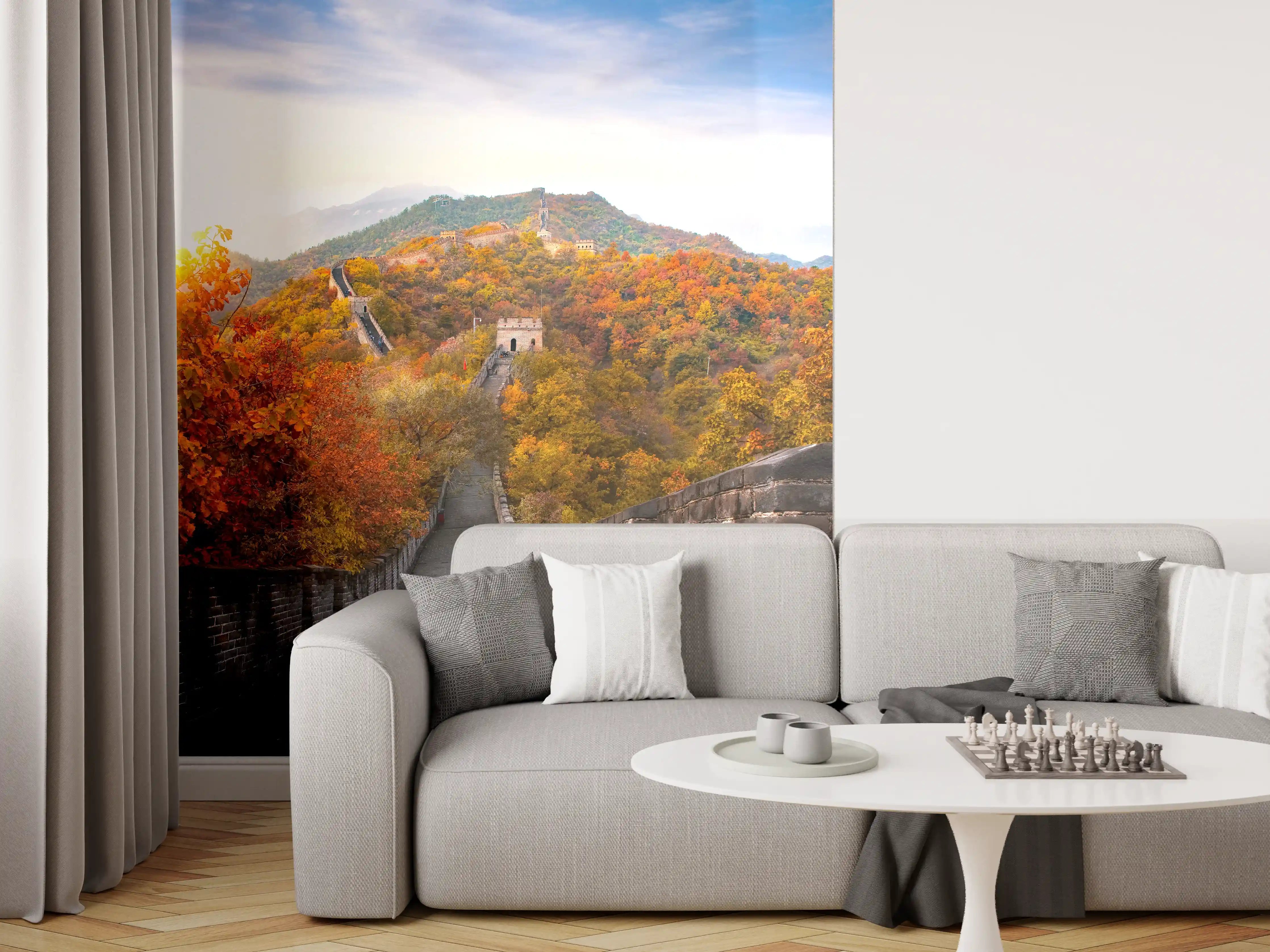 Wandverkleidung Wohnzimmer - Herbstliche Wanderung auf der Chinesischen Mauer