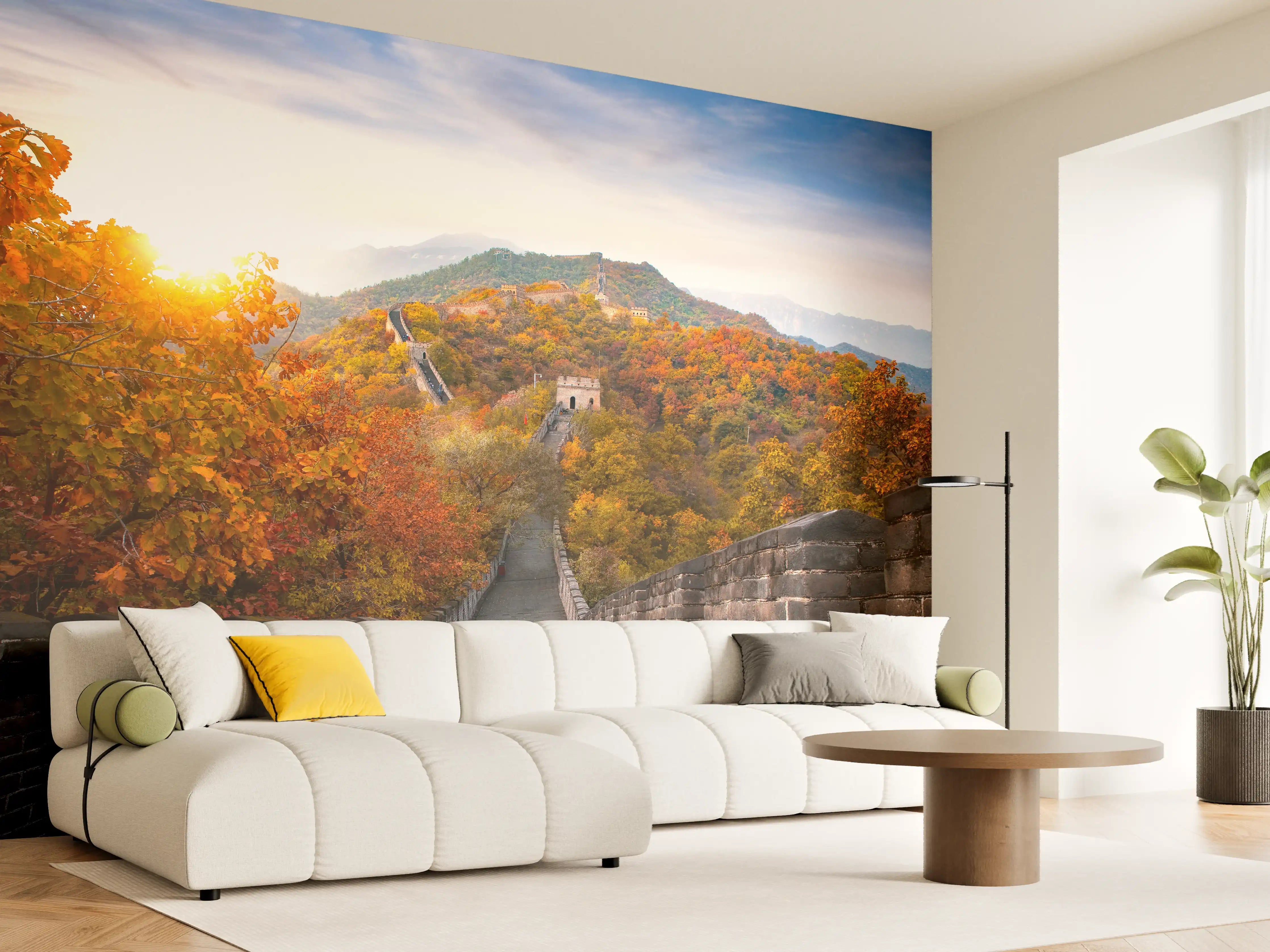 Wandverkleidung Wohnzimmer - Herbstliche Wanderung auf der Chinesischen Mauer