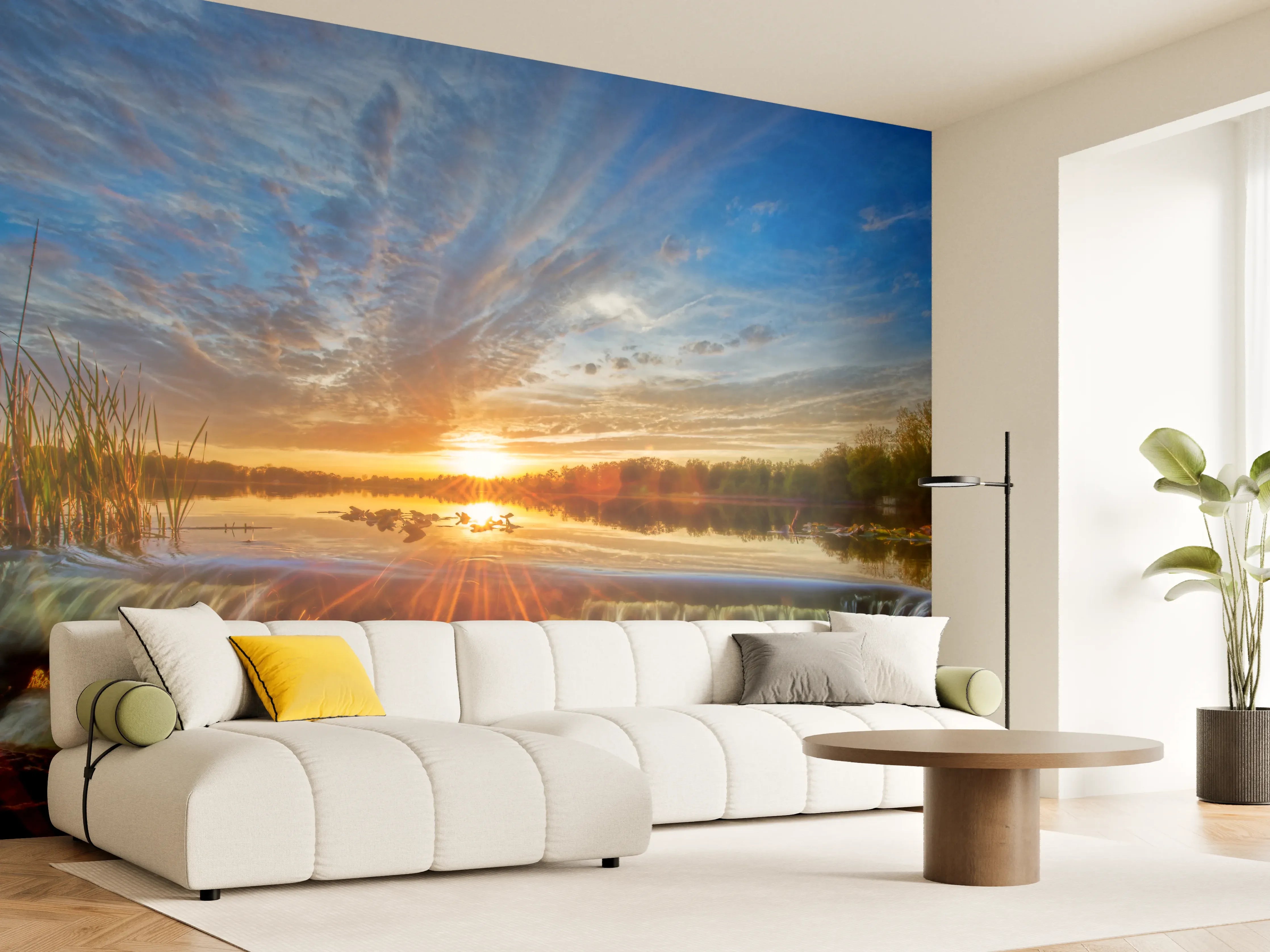 Wandverkleidung Wohnzimmer - Herbstlicher Sonnenuntergang