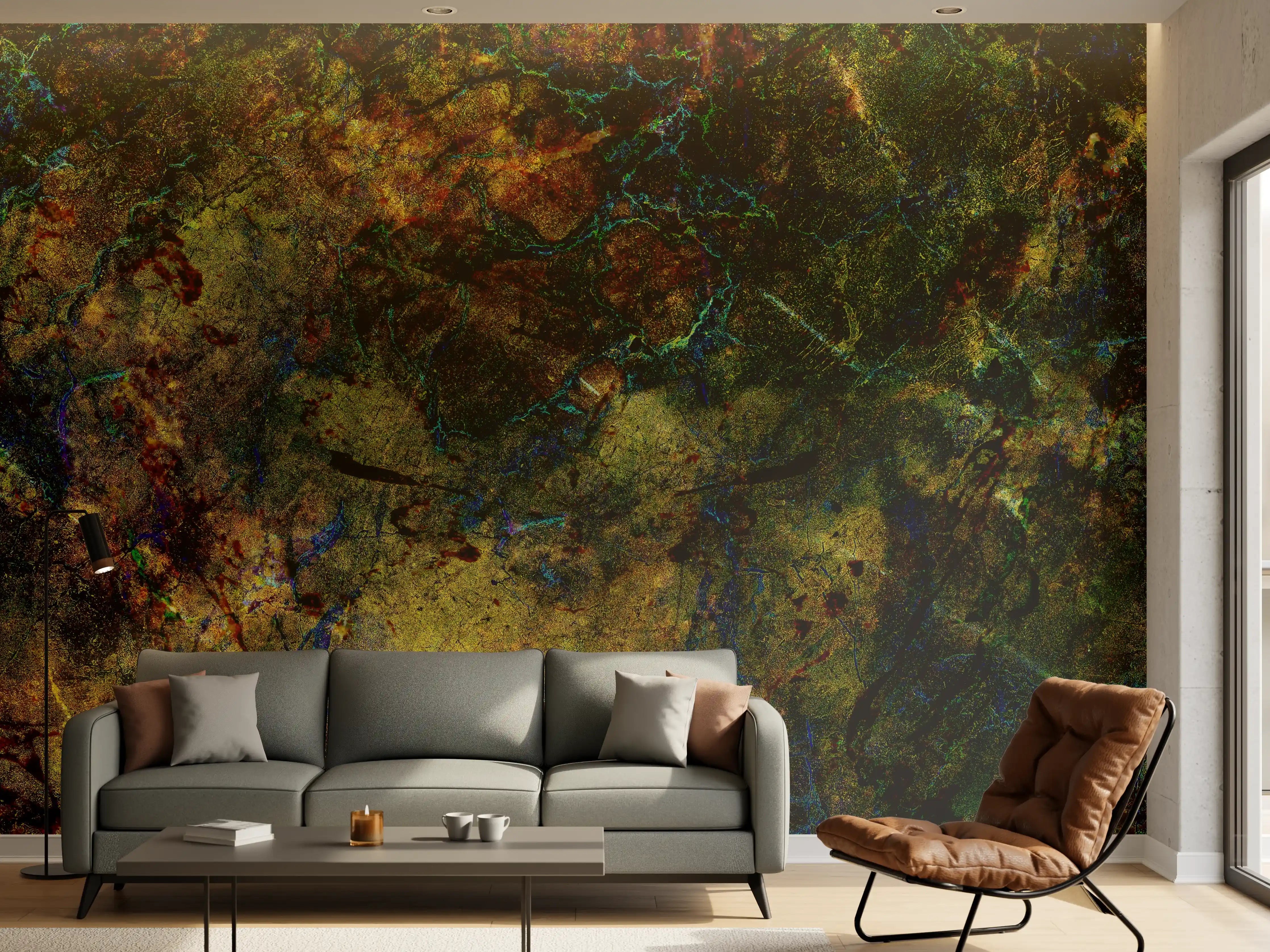 Wandverkleidung Wohnzimmer - Herbstlicher Wald mit bunten Blättern