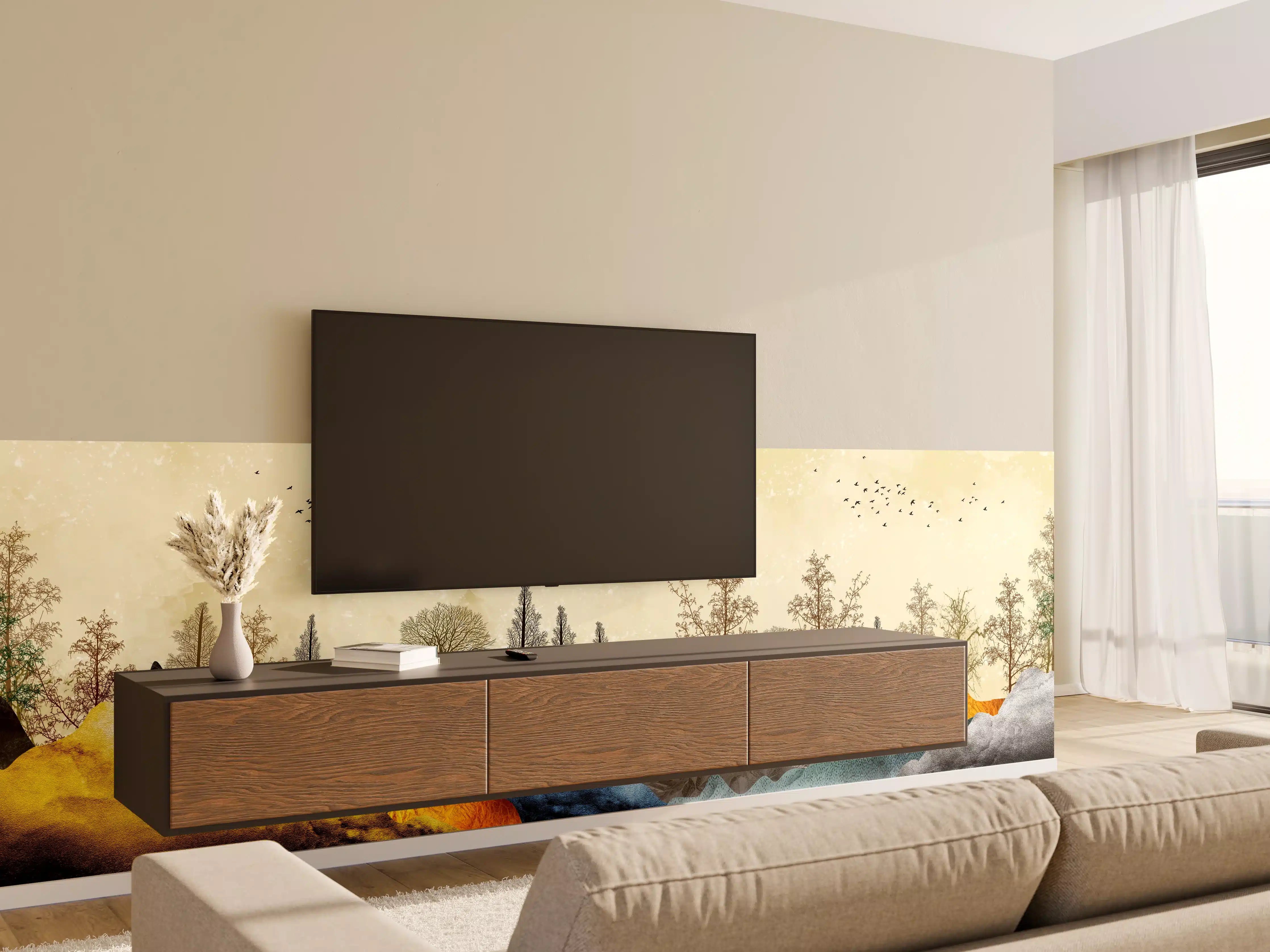 Wandverkleidung Wohnzimmer - Herbstliches Gemälde
