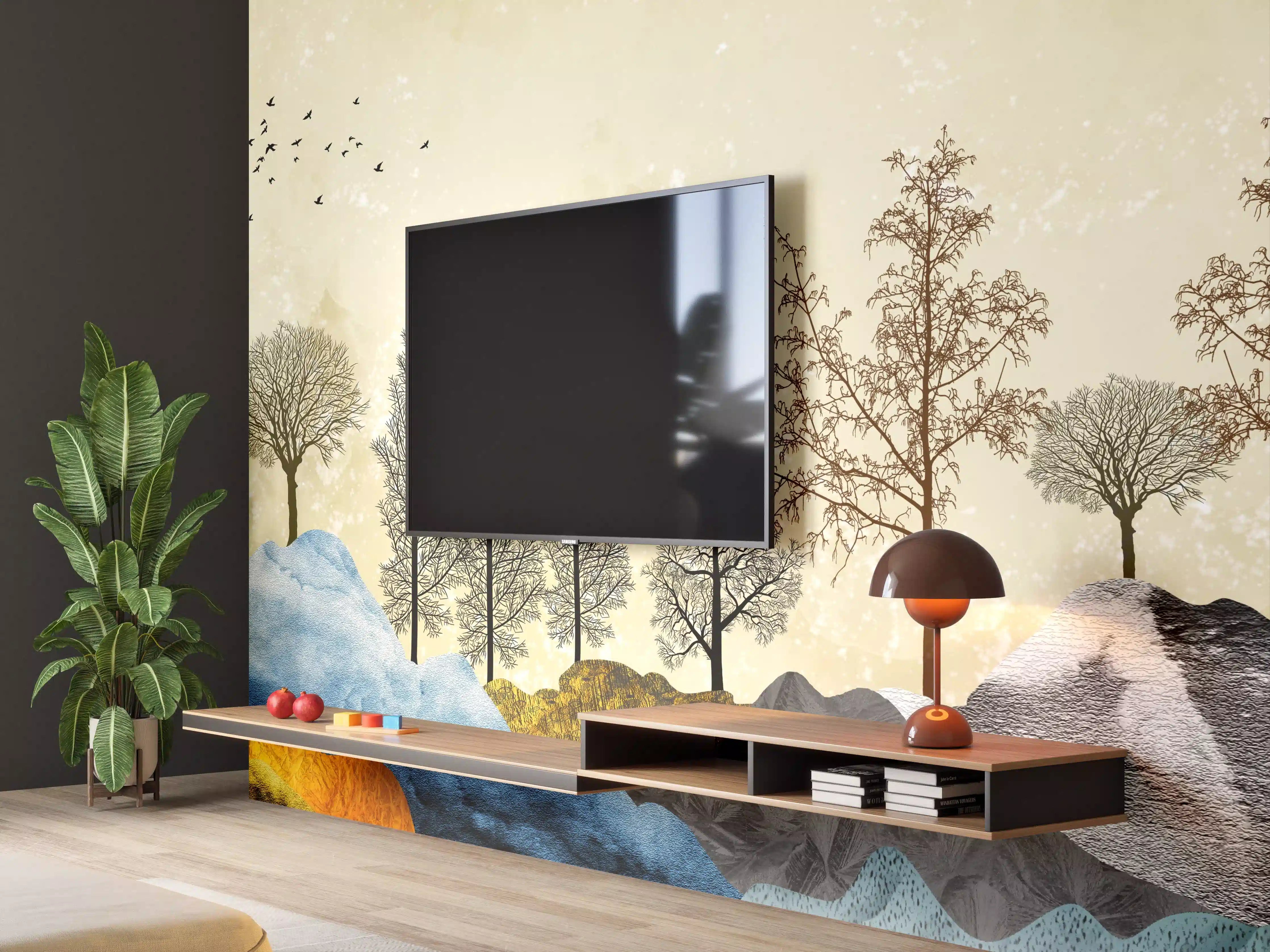 Wandverkleidung Wohnzimmer - Herbstliches Gemälde