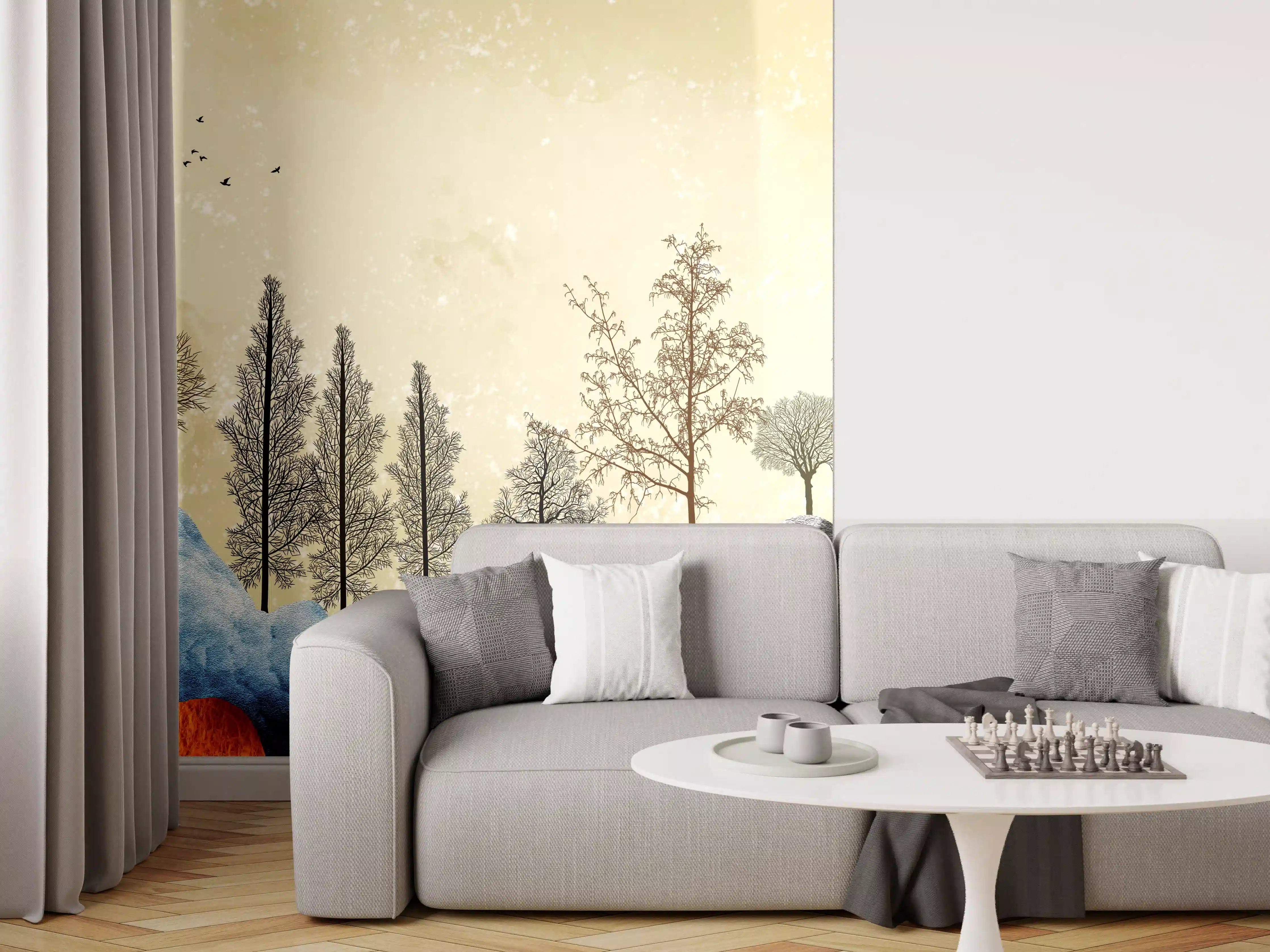 Wandverkleidung Wohnzimmer - Herbstliches Gemälde